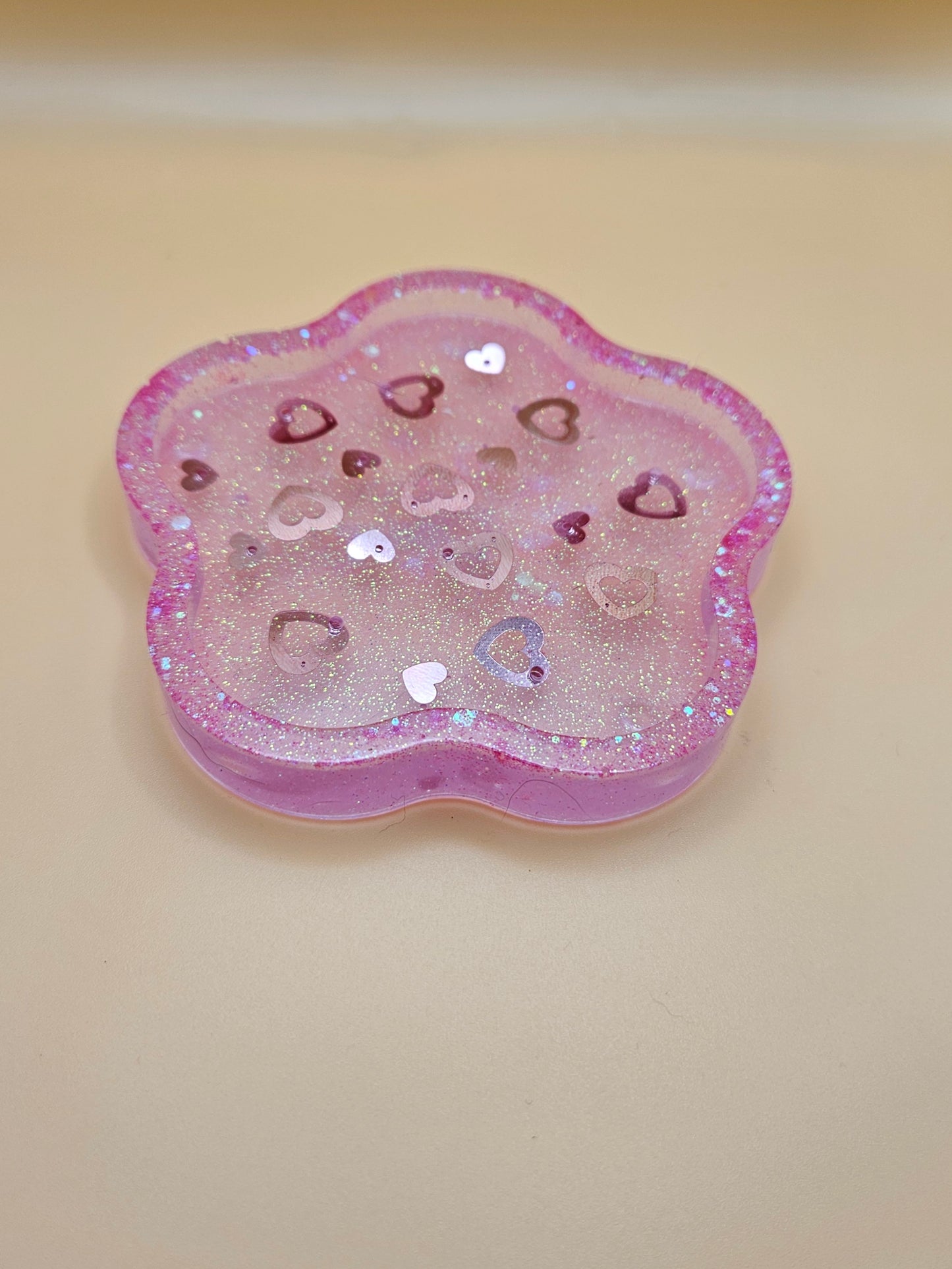 Pink loveheart  trinket dish/coaster/resin small jewellery holder/decorative home decor accessories
