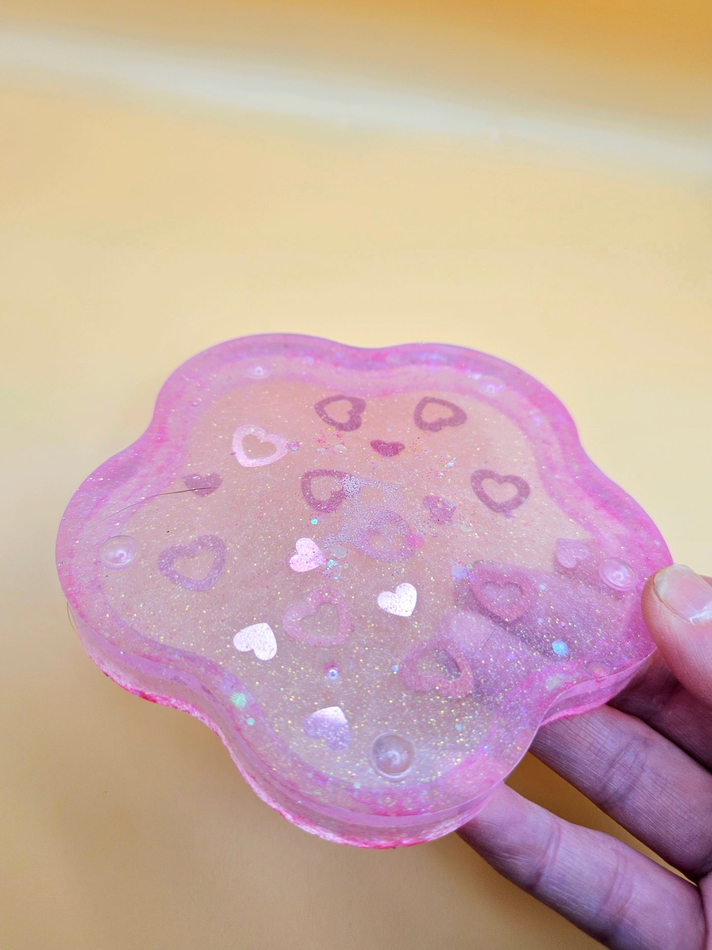 Pink loveheart  trinket dish/coaster/resin small jewellery holder/decorative home decor accessories