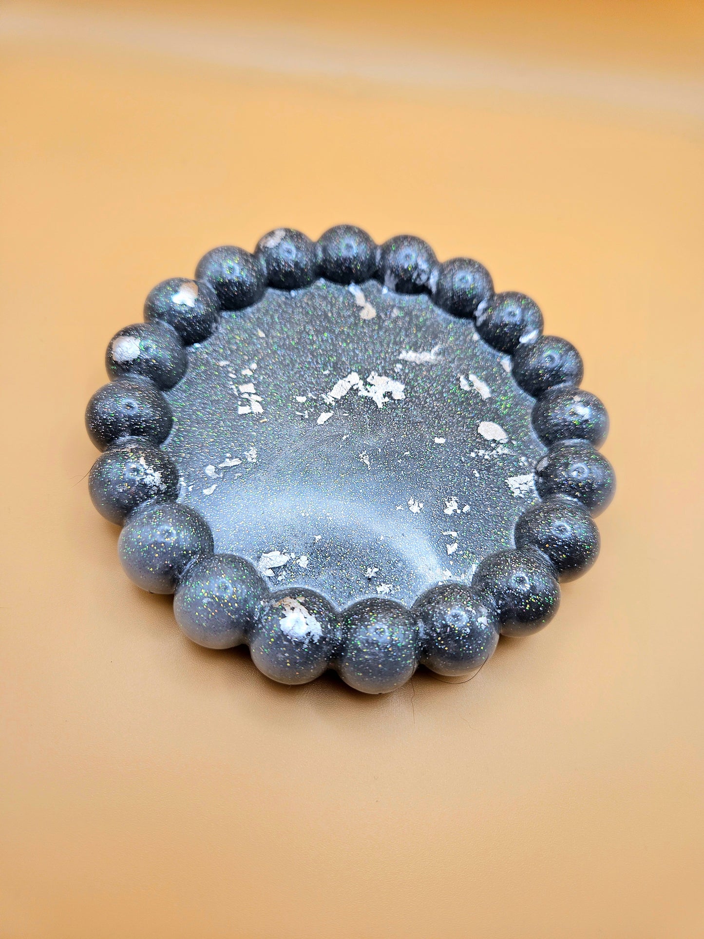 Bubble rim silver trinket dish/coaster/small jewellery holder/Decorative home decor accessories