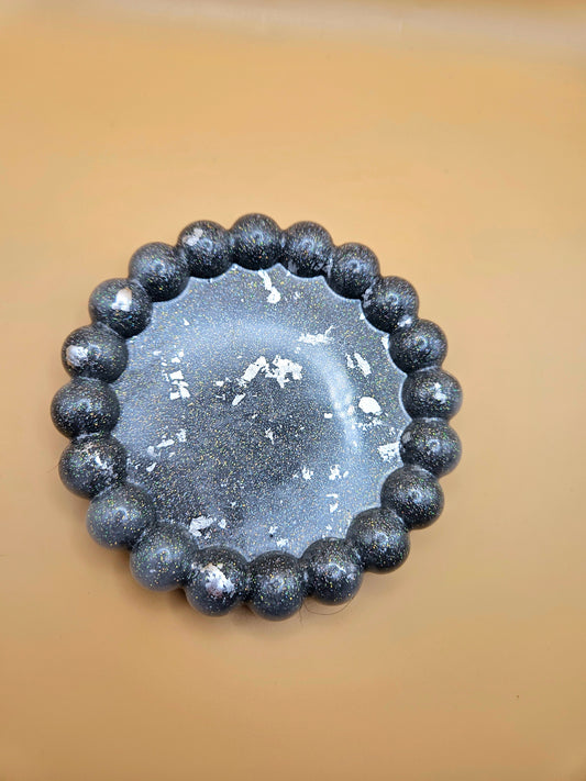 Bubble rim silver trinket dish/coaster/small jewellery holder/Decorative home decor accessories