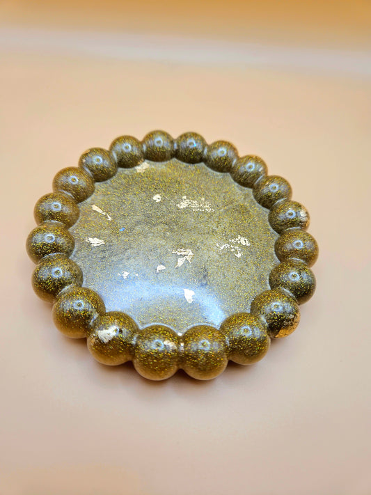Bubble rim gold trinket dish/coaster/small jewellery holder/Decorative home decor accessories