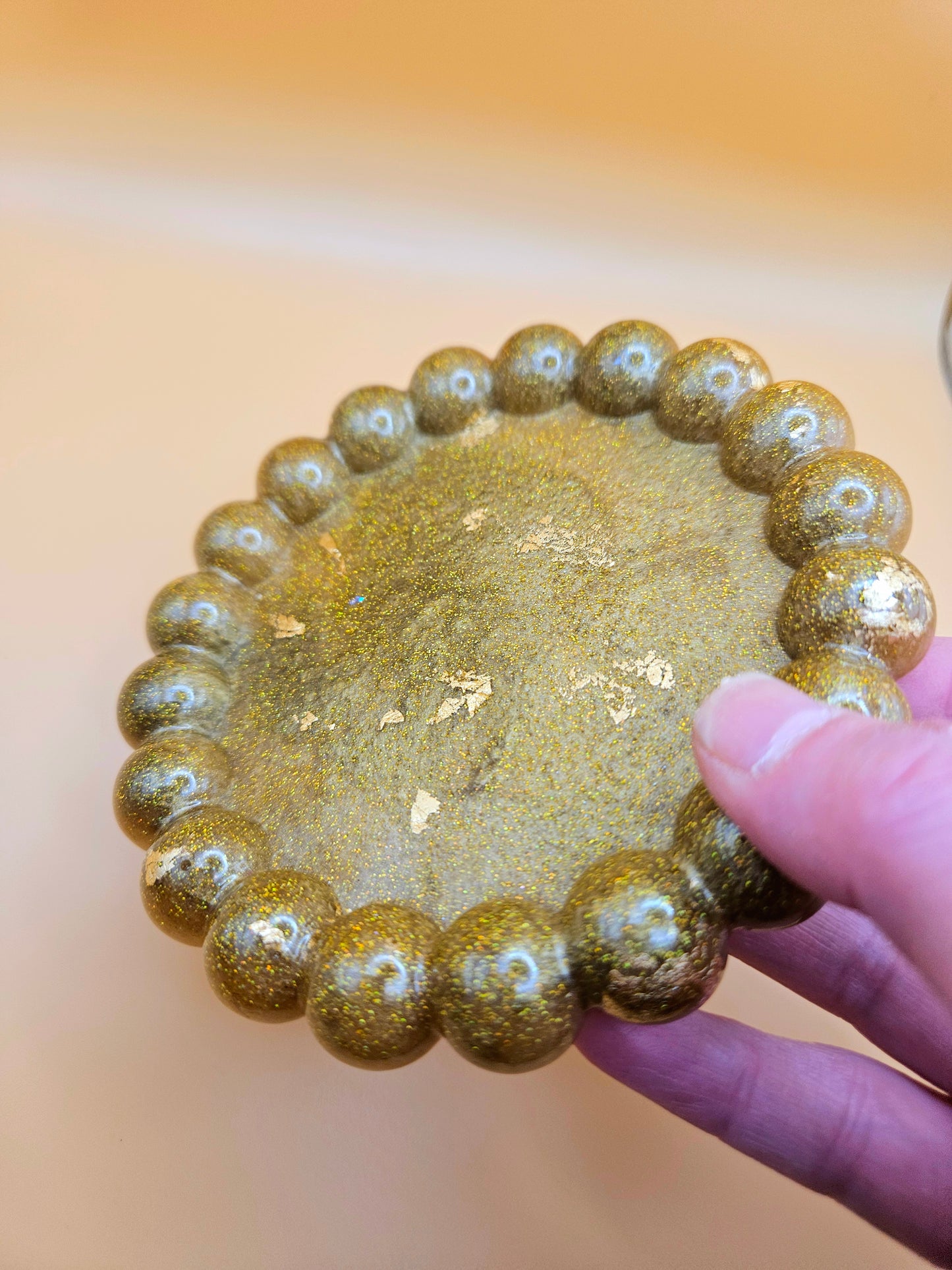 Bubble rim gold trinket dish/coaster/small jewellery holder/Decorative home decor accessories