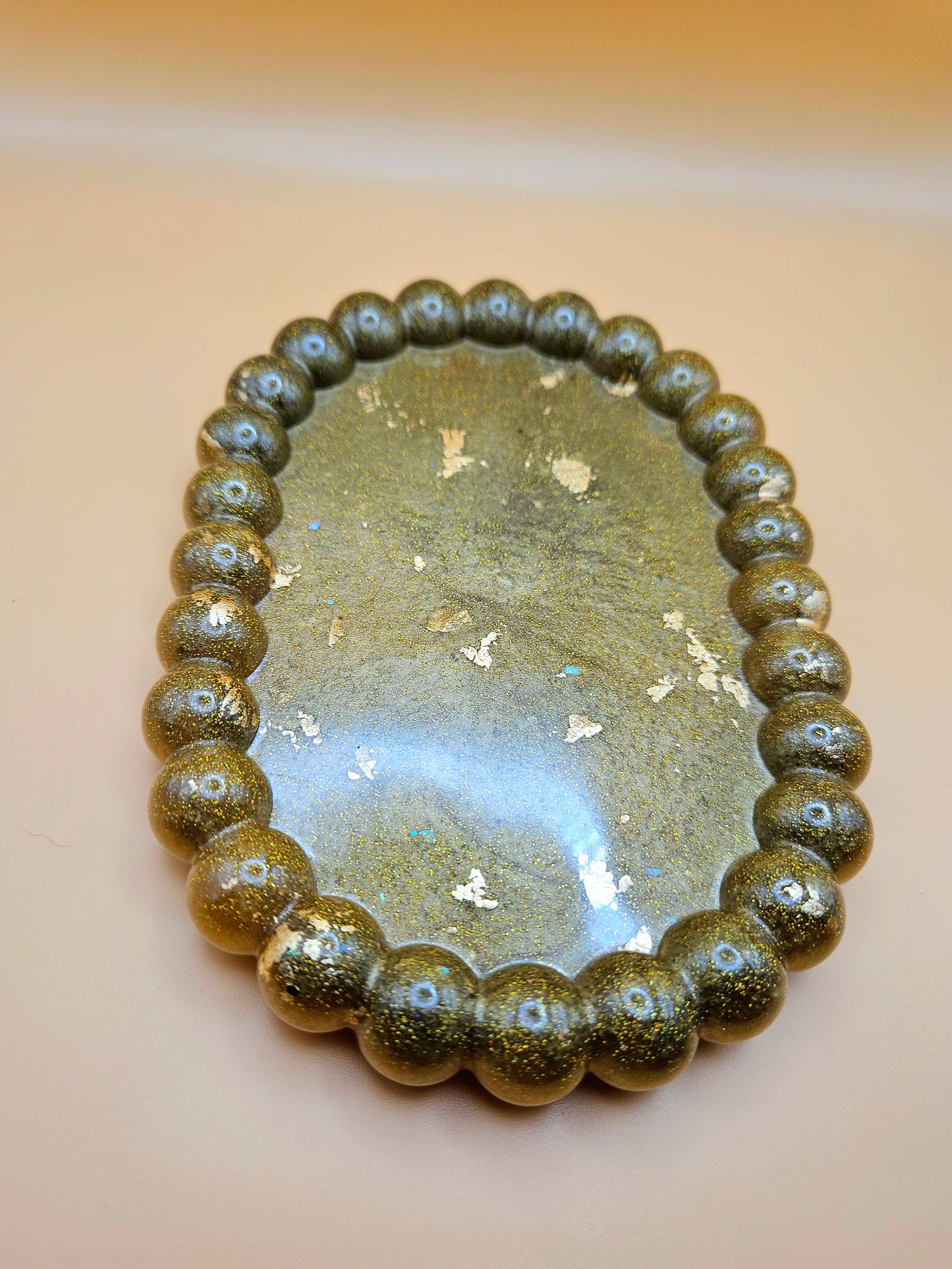 Bubble rim gold tray/ Decorative and stylish home decor resin jewellery tray or trinket dish for bedroom or anywhere in the home to add style.
