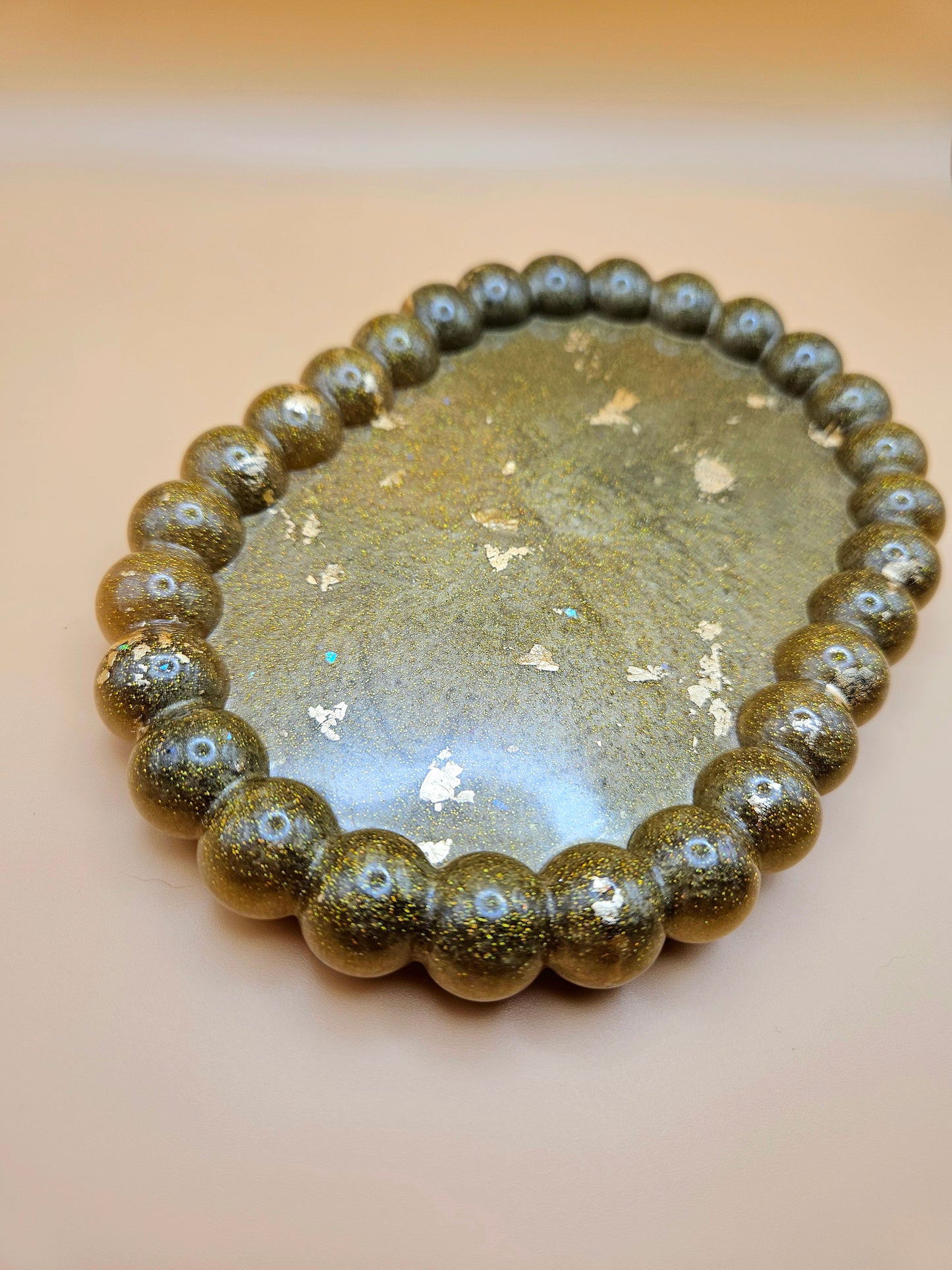 Bubble rim gold tray/ Decorative and stylish home decor resin jewellery tray or trinket dish for bedroom or anywhere in the home to add style.