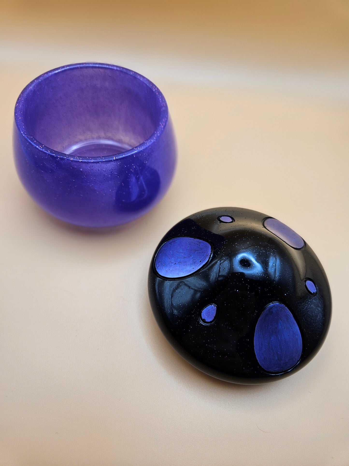Purple/Black Mushroom storage pot/Trinket holder jar/Whimsical Home Decor Accessories/Keepsake jewellery storage dish/ Original handmade gift