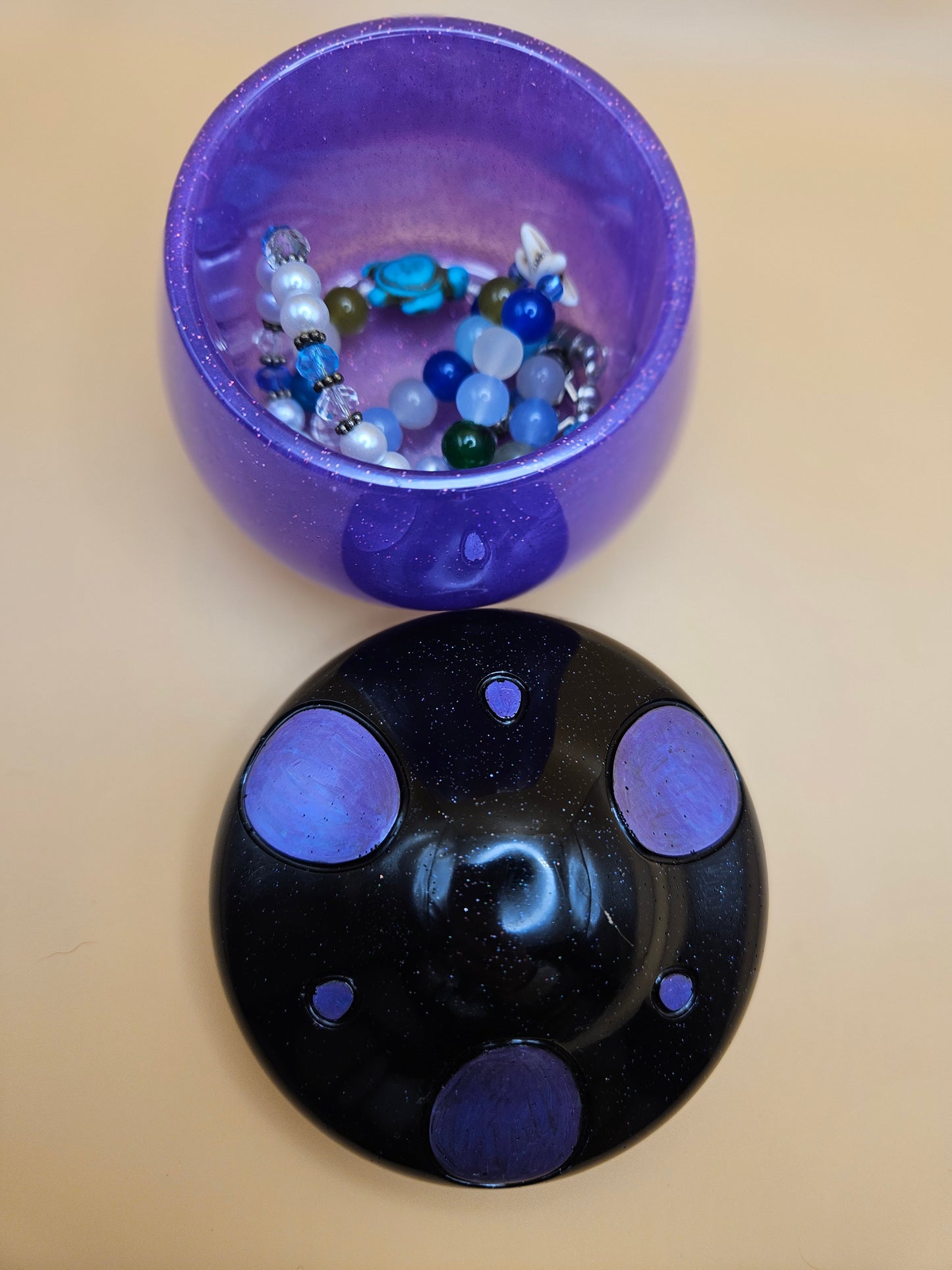 Purple/Black Mushroom storage pot/Trinket holder jar/Whimsical Home Decor Accessories/Keepsake jewellery storage dish/ Original handmade gift