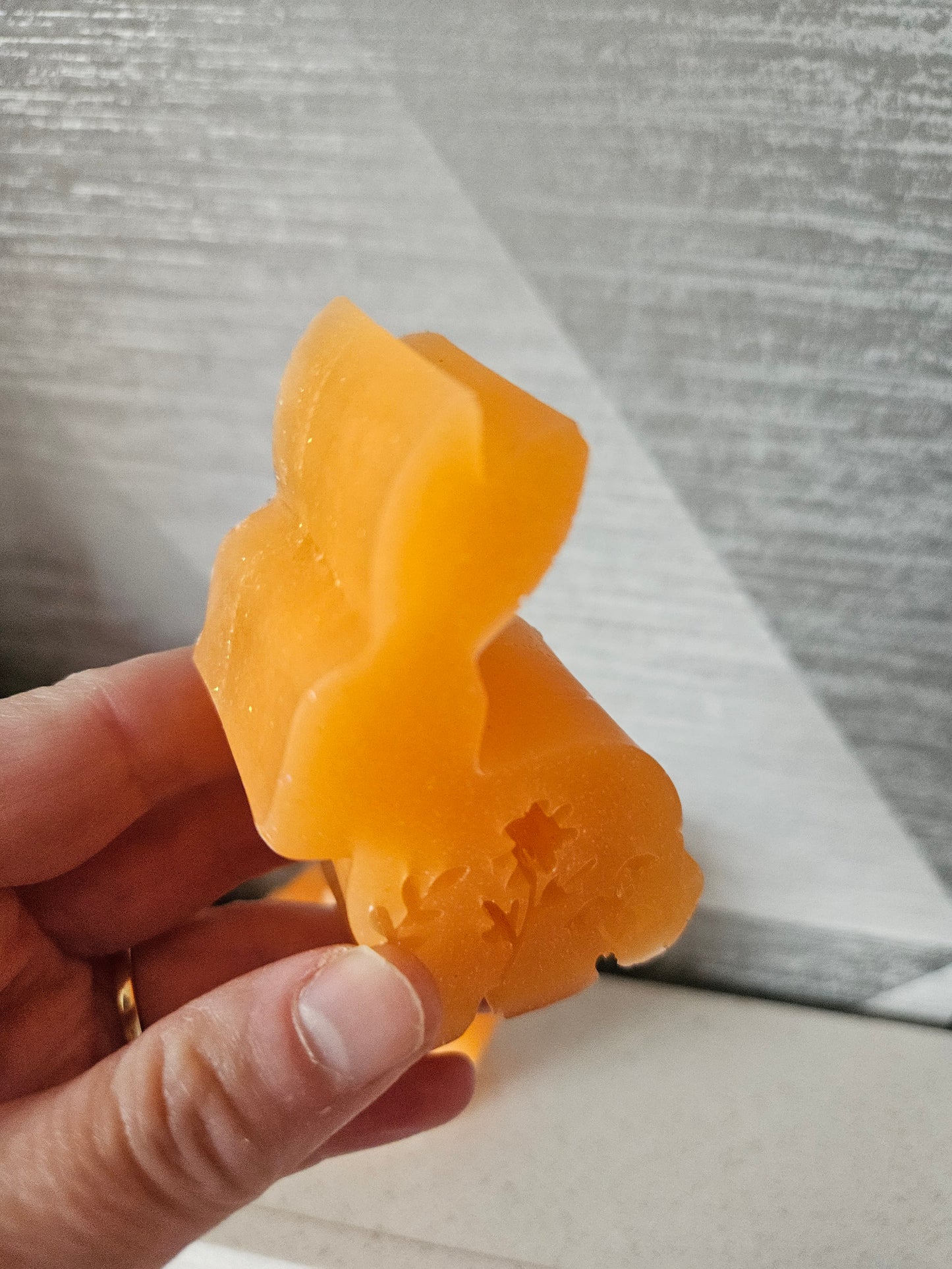 Set of two bunnies/resin home decor/peachy orange coloured rabbit ornaments for lover gift/new home, anniversary, birthday gift