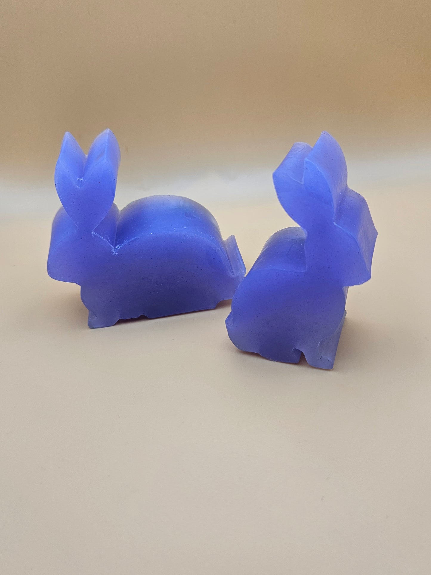 Set of bunnies/resin home decor/violet coloured rabbit ornaments with hint of green/animal lover gift/ new home, anniversary, birthday gift