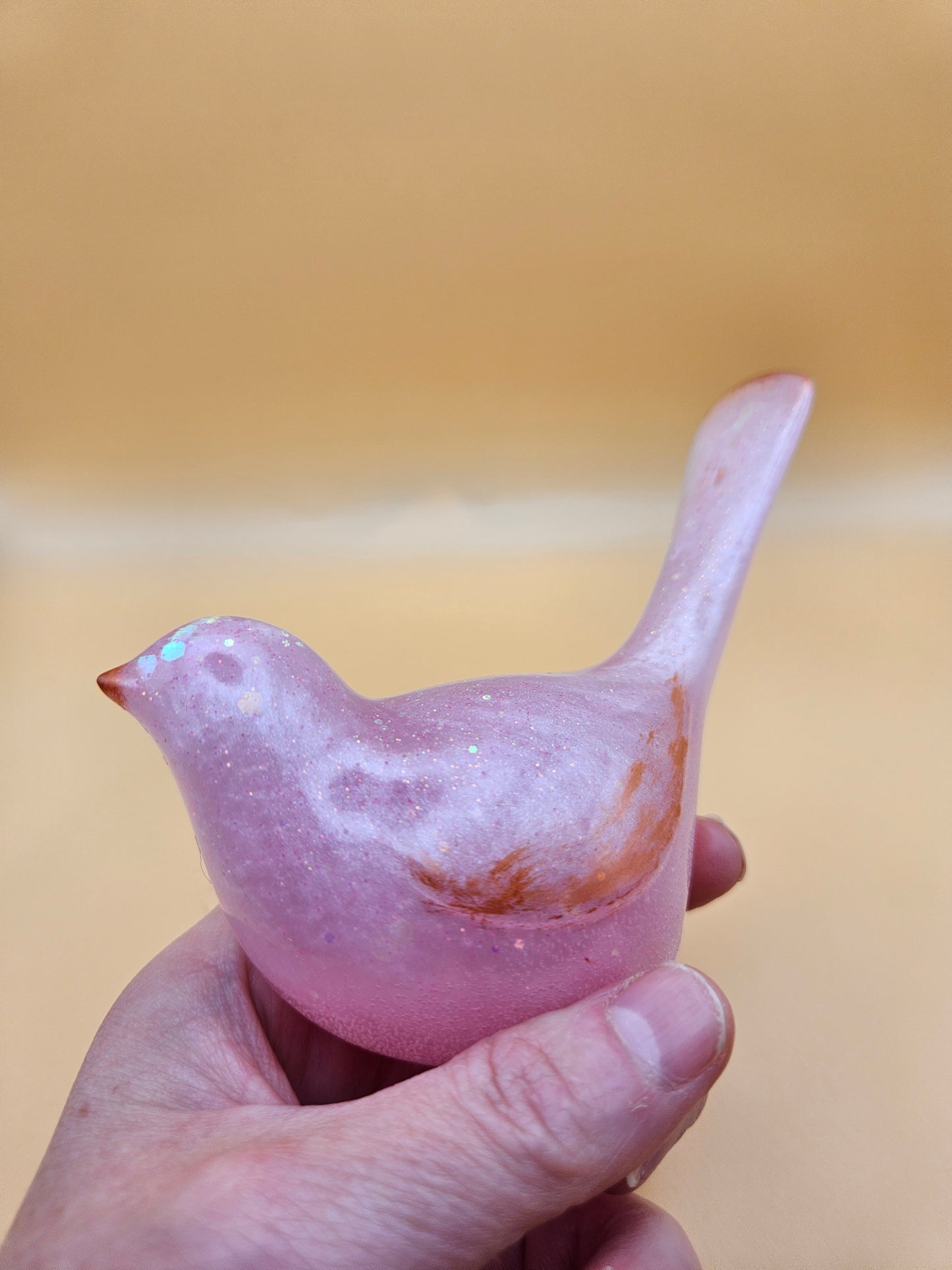 Bird ornament/figurine/Handmade Whimsical home decor/ Charming tabletop bird/ anniversary or birthday gift for wife, partner