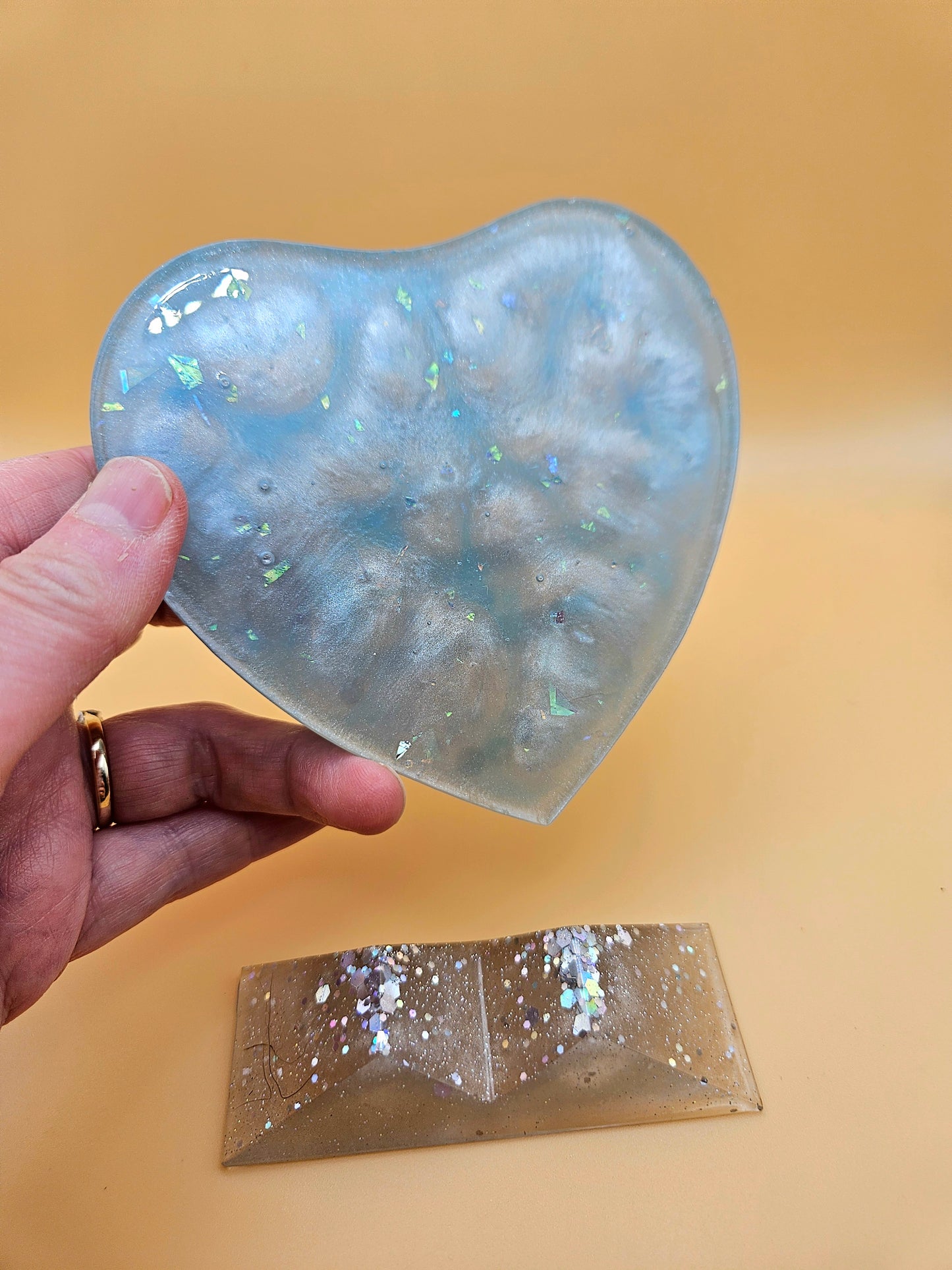 Handcrafted Cherished Heart Plaque with Stand/Heartfelt  Sentimental Gift/Resin Home Decor/Birthday/Graduation/New job gift for loved one
