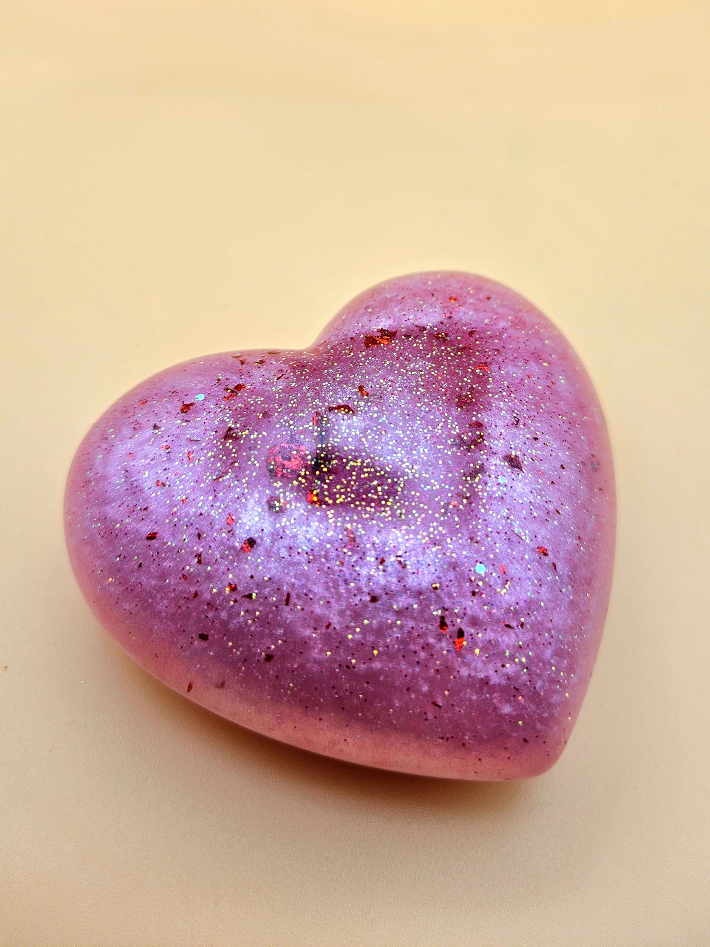 Resin heart ornament/sparkly pink paperweight/new home job/anniversary/birthday gift/romantic unique gift/mum sister gran
