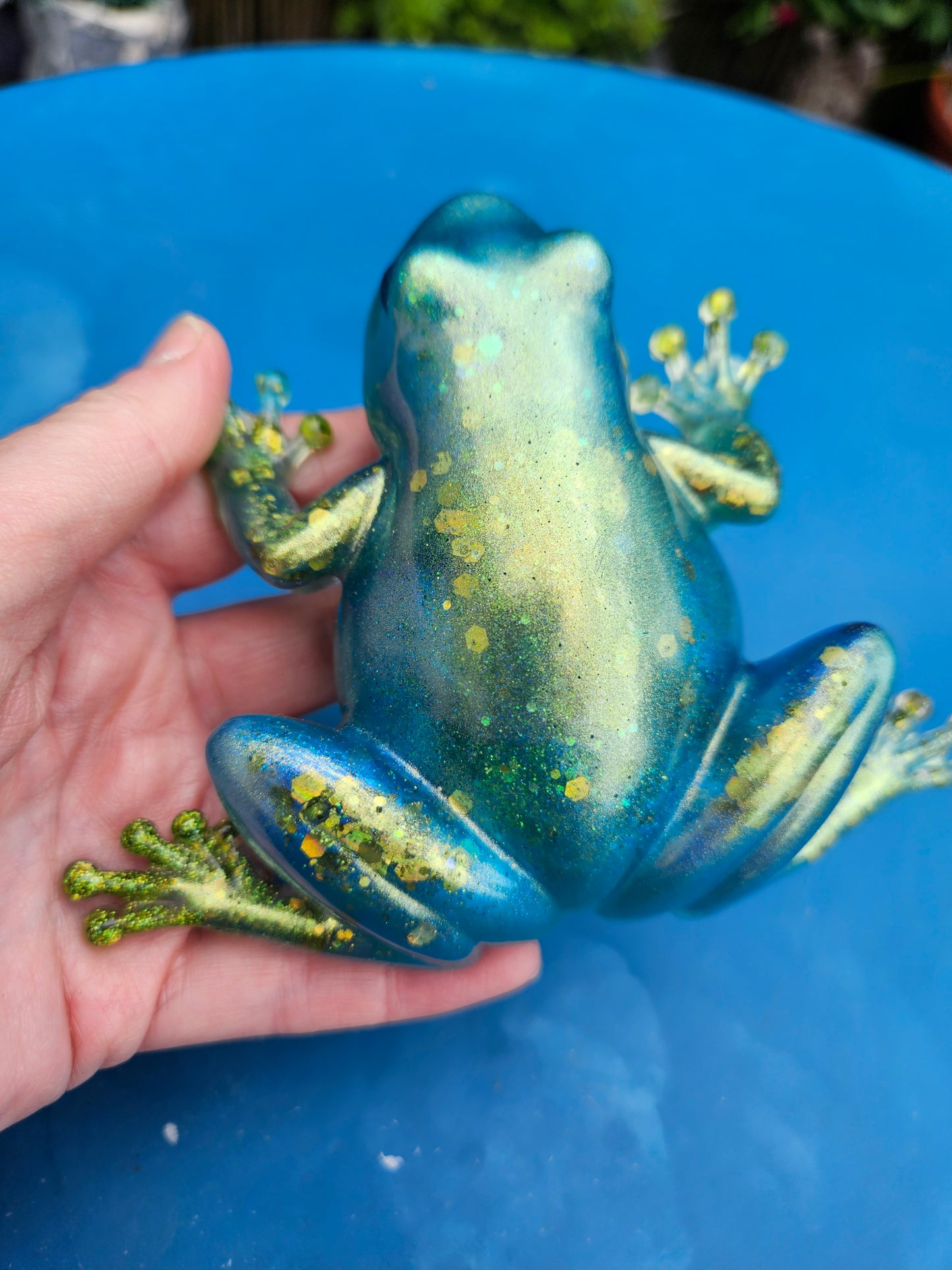 Frog Figurine/Home Decor Accessories/ Whimsical Resin art