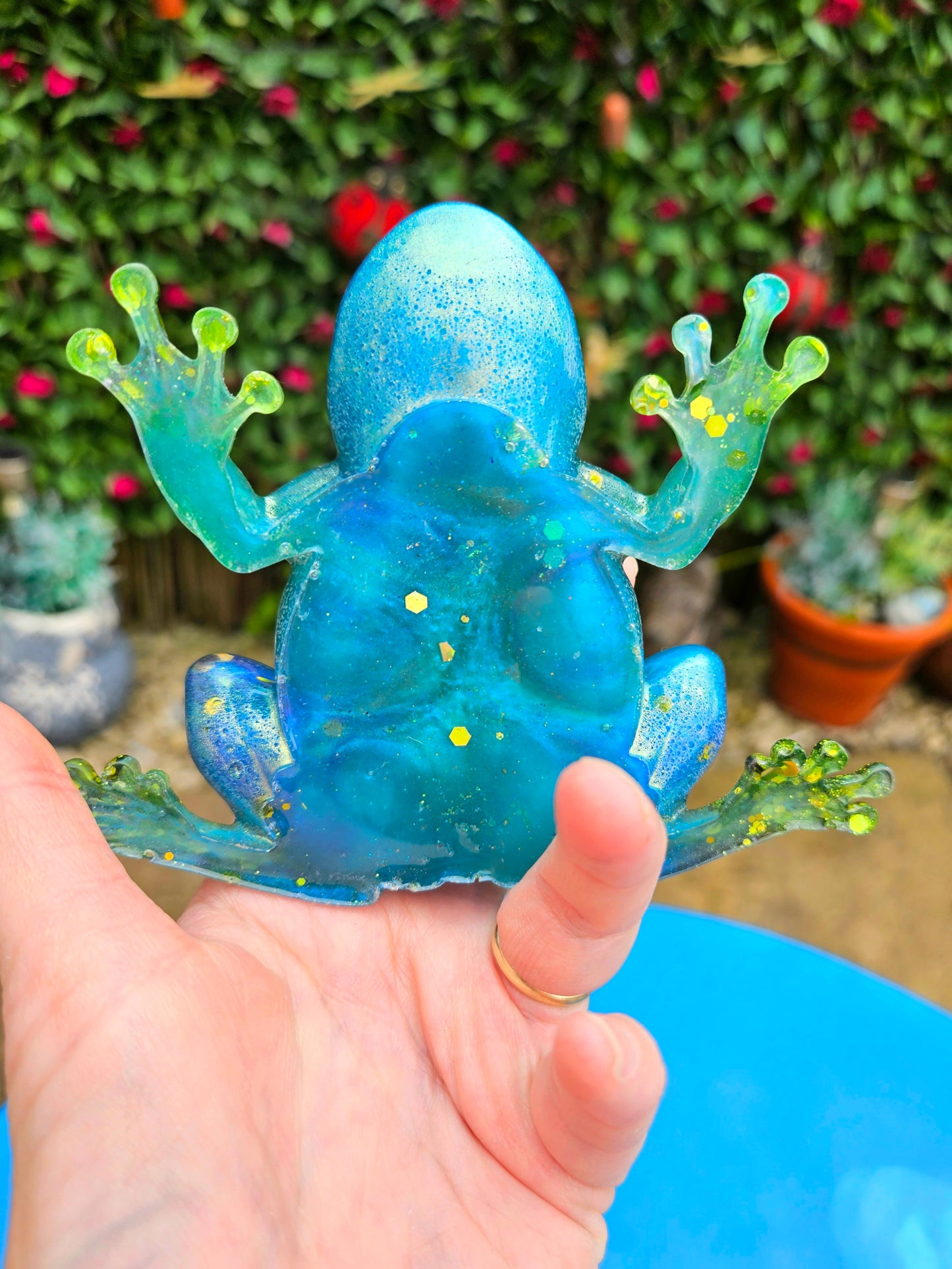Frog Figurine/Home Decor Accessories/ Whimsical Resin art