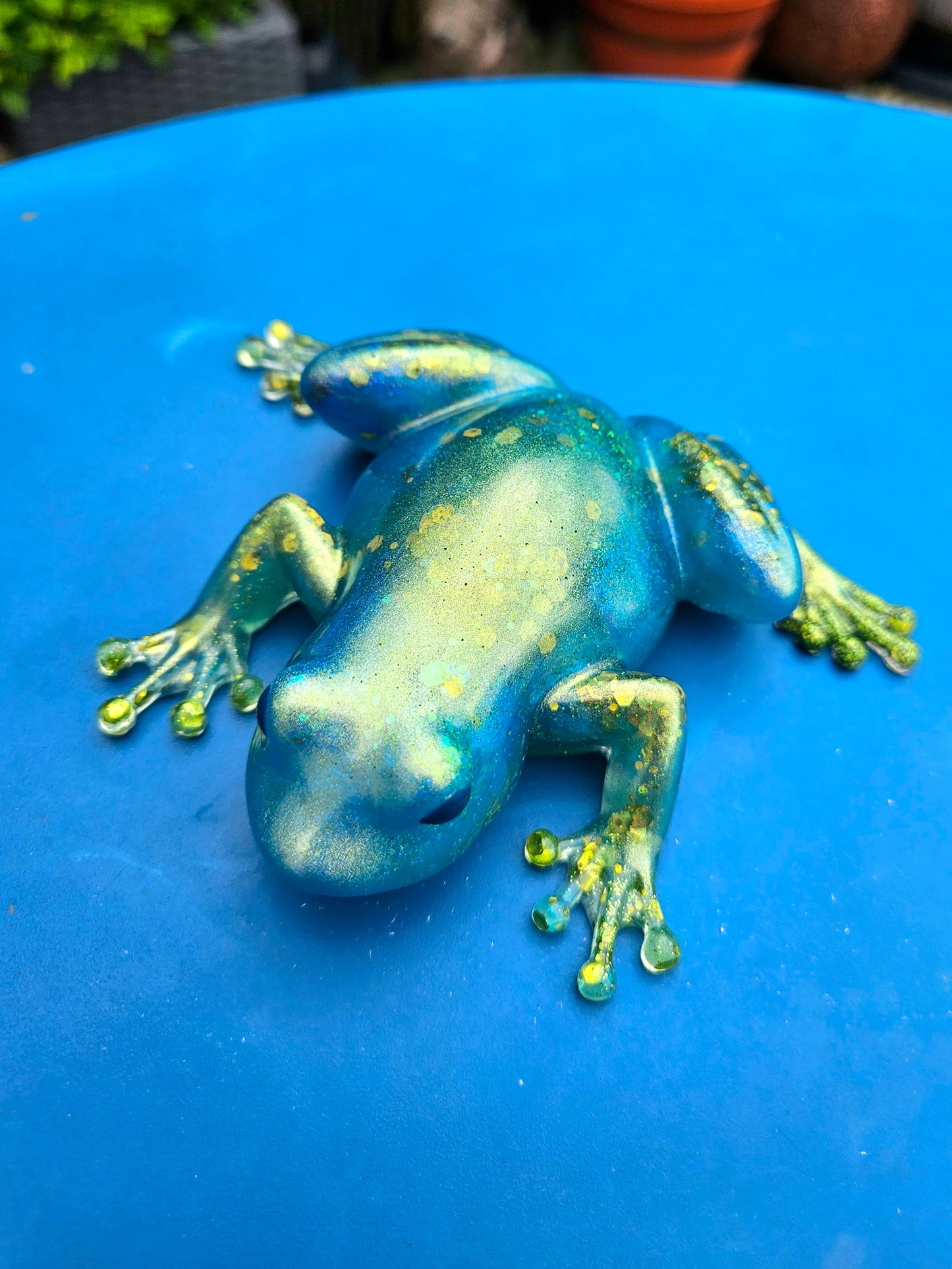Frog Figurine/Home Decor Accessories/ Whimsical Resin art
