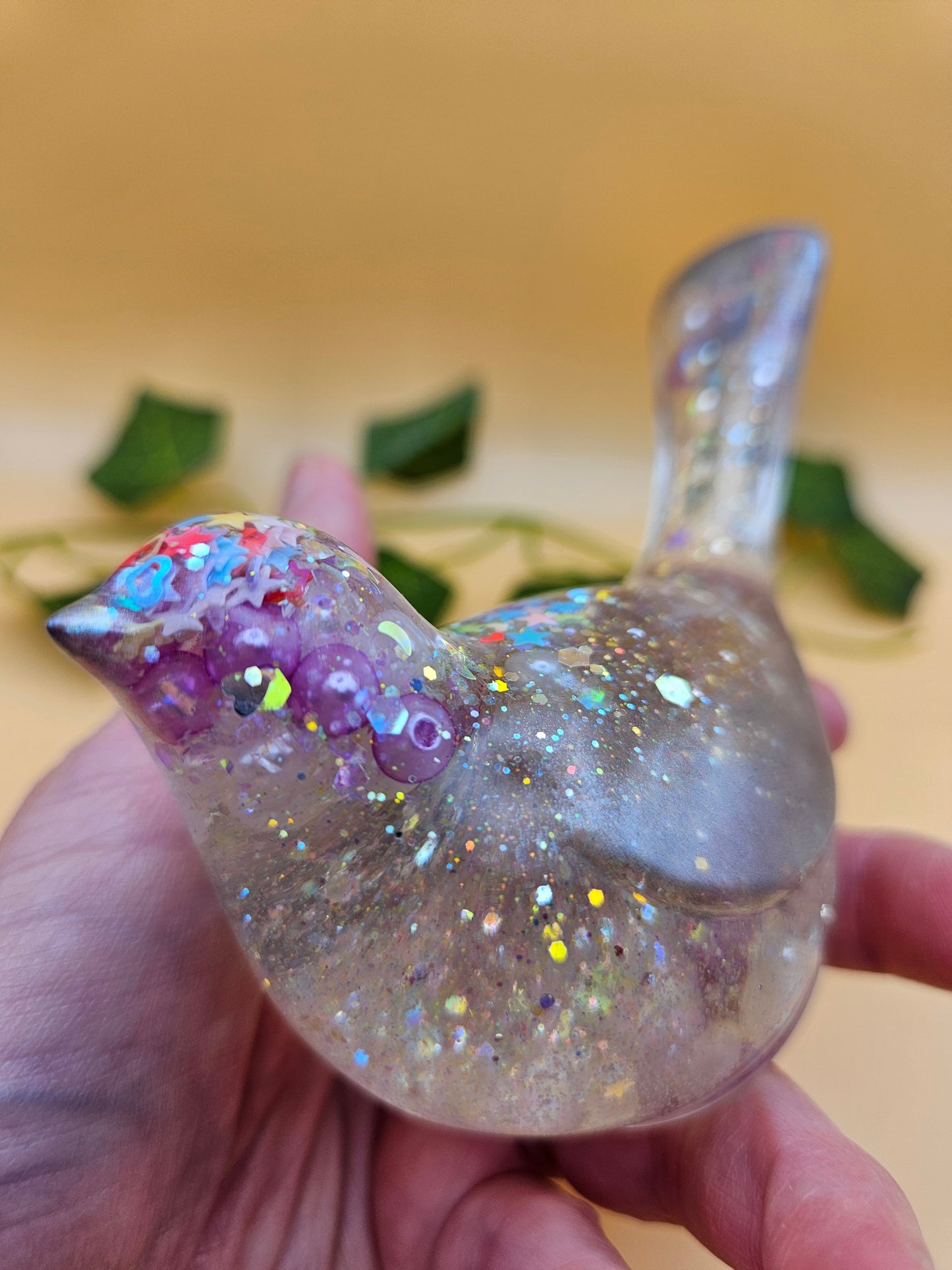 Little bird figurine with pearls/Whimsical home decor/ Charming tabletop bird ornament/ anniversary or birthday gift for wife, partner, sister, daughter,friend.
