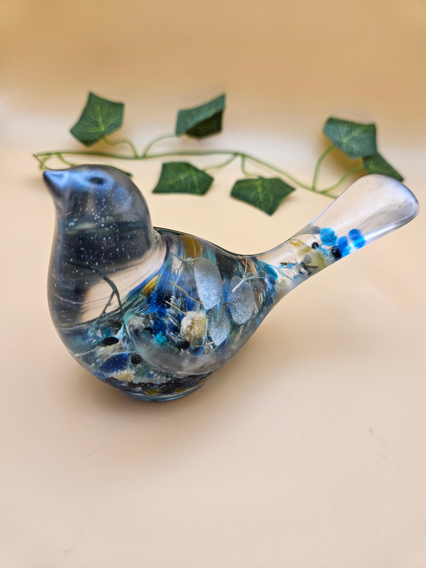 Little floral bird figurine/Whimsical home decor/ Charming tabletop bird ornament/ anniversary or birthday gift for wife, partner, sister, daughter,friend.