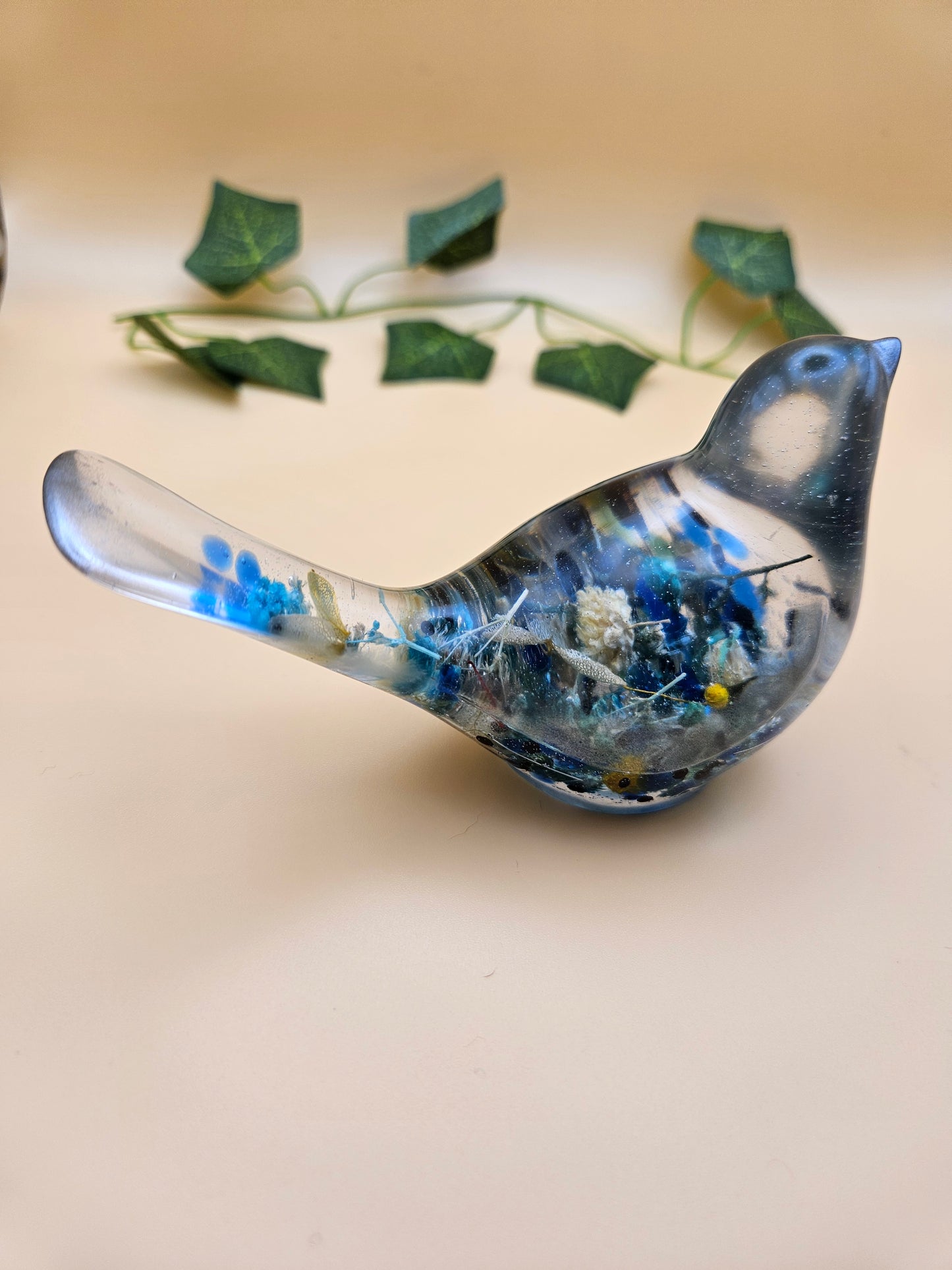 Little floral bird figurine/Whimsical home decor/ Charming tabletop bird ornament/ anniversary or birthday gift for wife, partner, sister, daughter,friend.