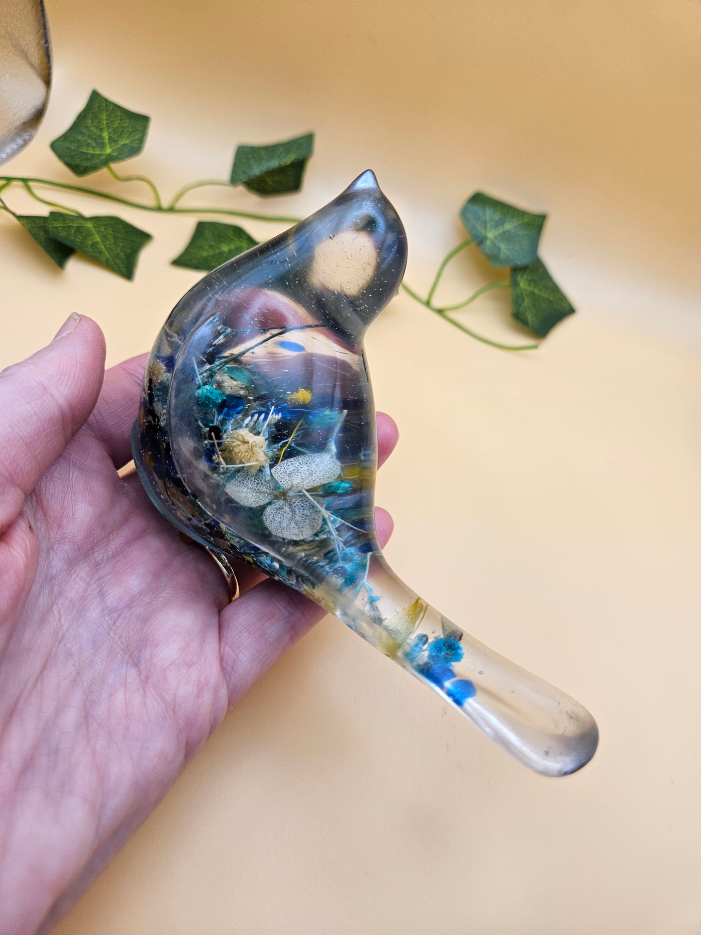 Little floral bird figurine/Whimsical home decor/ Charming tabletop bird ornament/ anniversary or birthday gift for wife, partner, sister, daughter,friend.