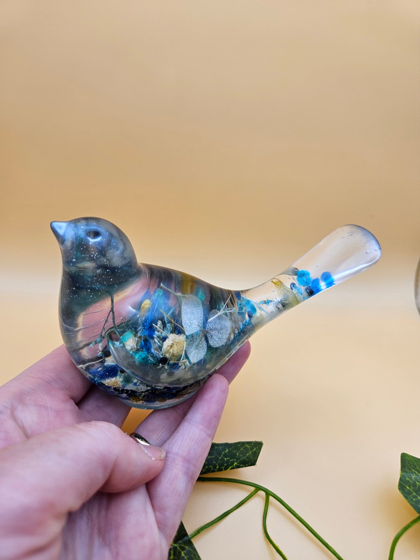 Little floral bird figurine/Whimsical home decor/ Charming tabletop bird ornament/ anniversary or birthday gift for wife, partner, sister, daughter,friend.