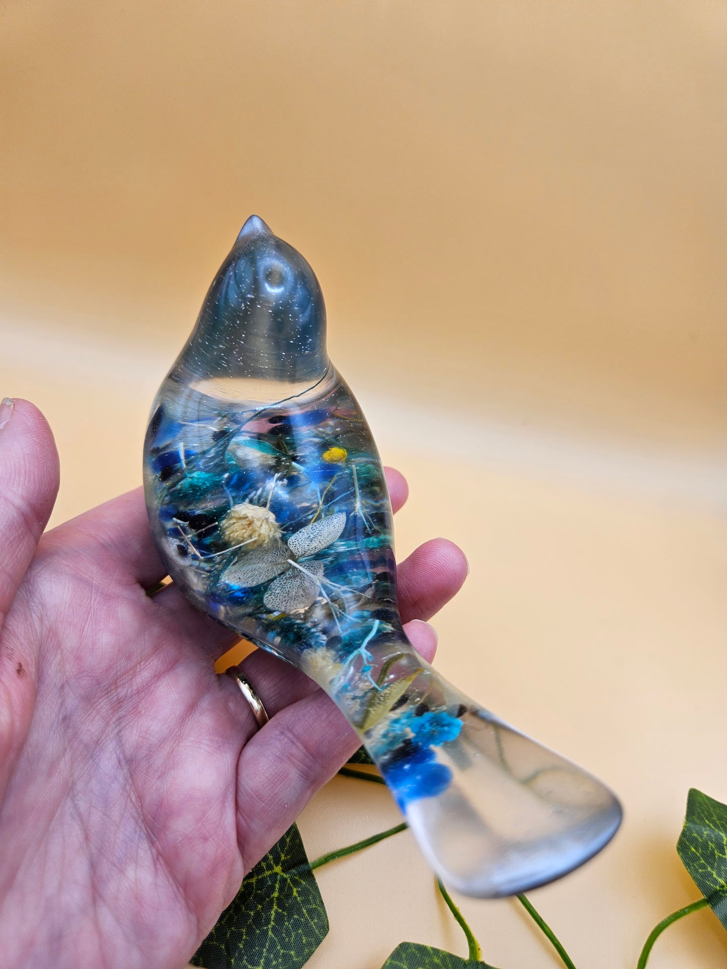 Little floral bird figurine/Whimsical home decor/ Charming tabletop bird ornament/ anniversary or birthday gift for wife, partner, sister, daughter,friend.