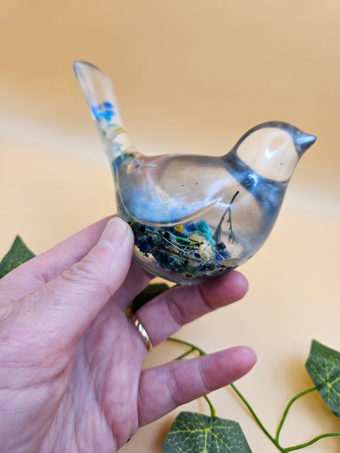 Little floral bird figurine/Whimsical home decor/ Charming tabletop bird ornament/ anniversary or birthday gift for wife, partner, sister, daughter,friend.