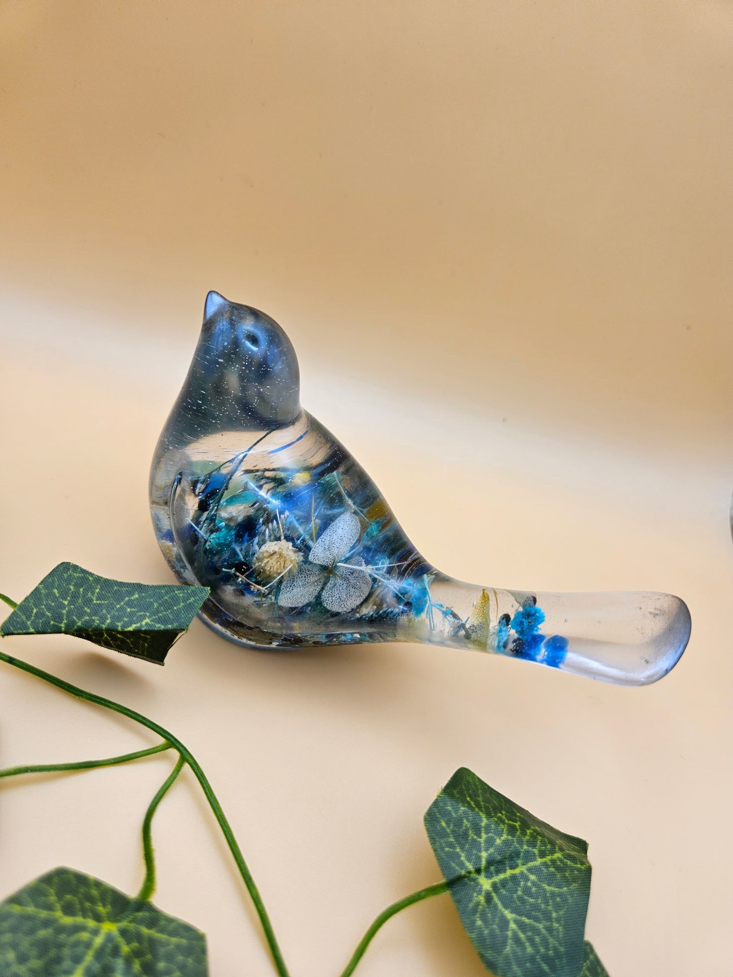 Little floral bird figurine/Whimsical home decor/ Charming tabletop bird ornament/ anniversary or birthday gift for wife, partner, sister, daughter,friend.