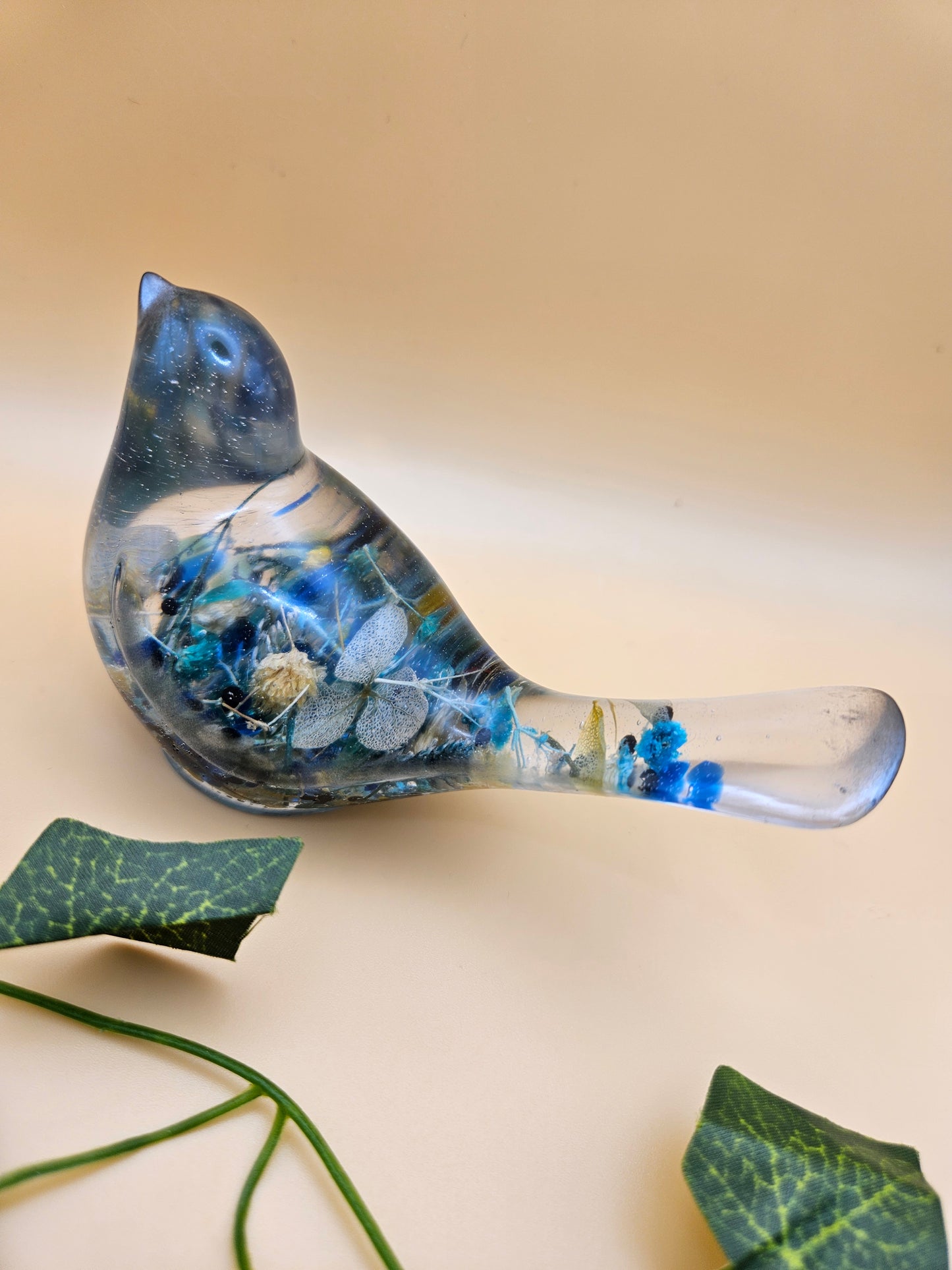 Little floral bird figurine/Whimsical home decor/ Charming tabletop bird ornament/ anniversary or birthday gift for wife, partner, sister, daughter,friend.