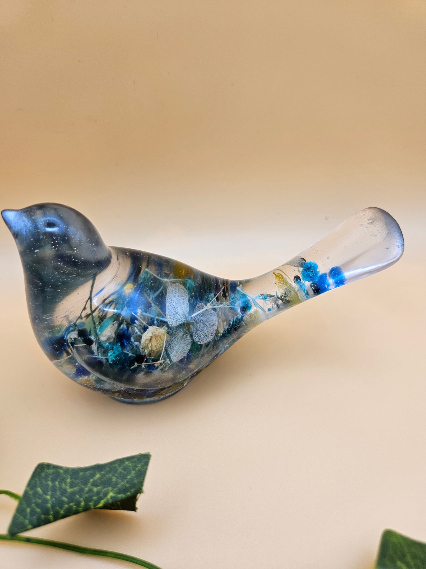Little floral bird figurine/Whimsical home decor/ Charming tabletop bird ornament/ anniversary or birthday gift for wife, partner, sister, daughter,friend.