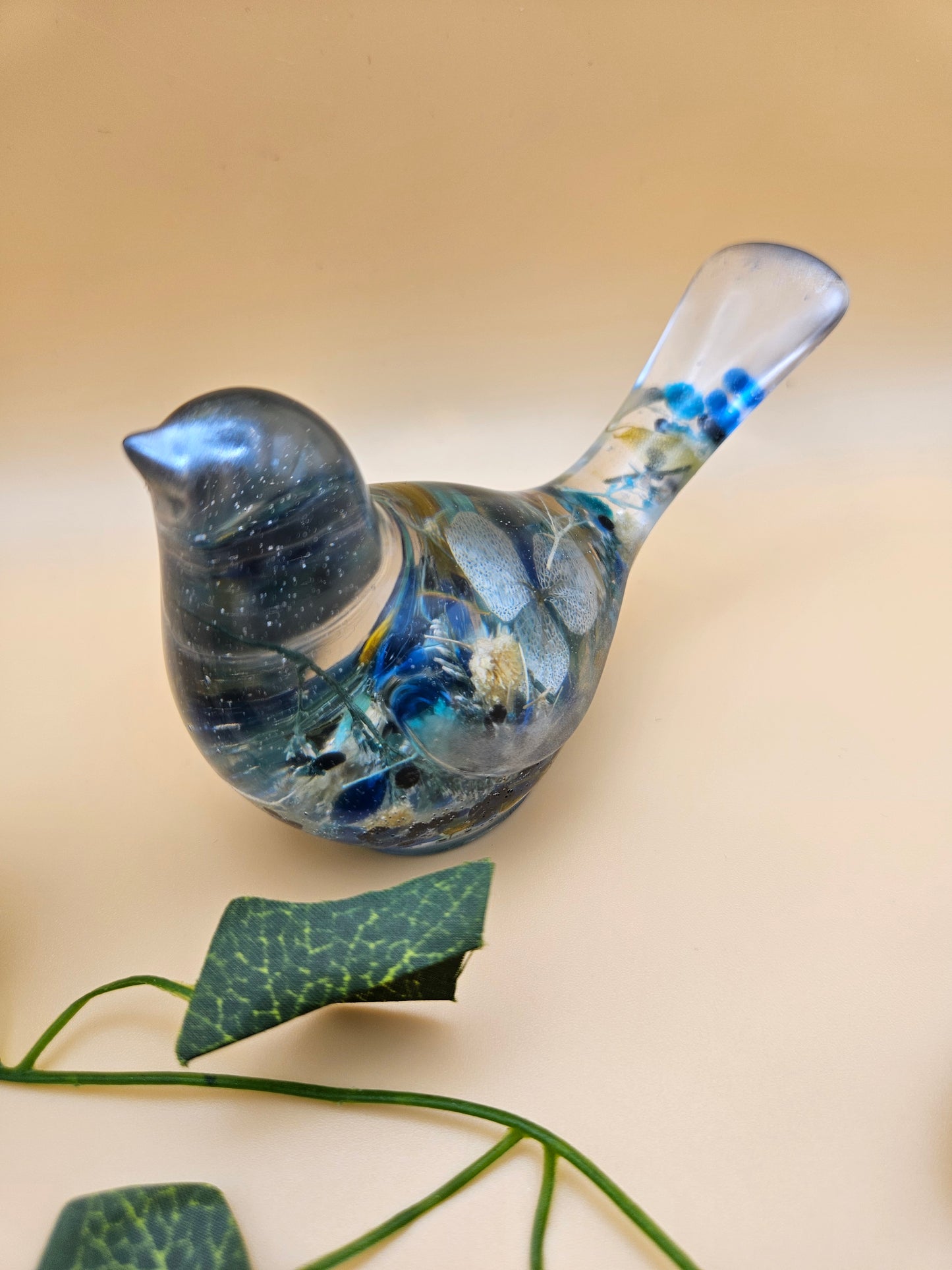 Little floral bird figurine/Whimsical home decor/ Charming tabletop bird ornament/ anniversary or birthday gift for wife, partner, sister, daughter,friend.