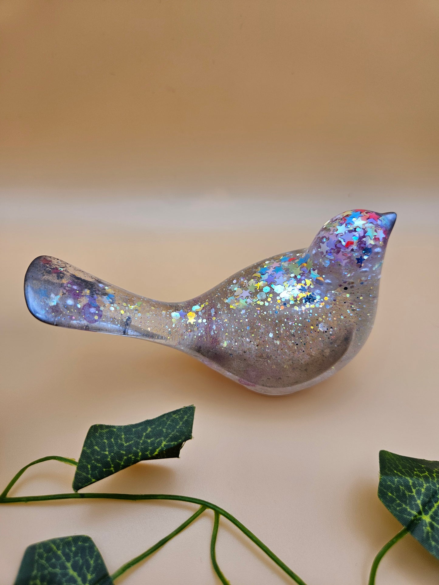 Little bird figurine with pearls/Whimsical home decor/ Charming tabletop bird ornament/ anniversary or birthday gift for wife, partner, sister, daughter,friend.