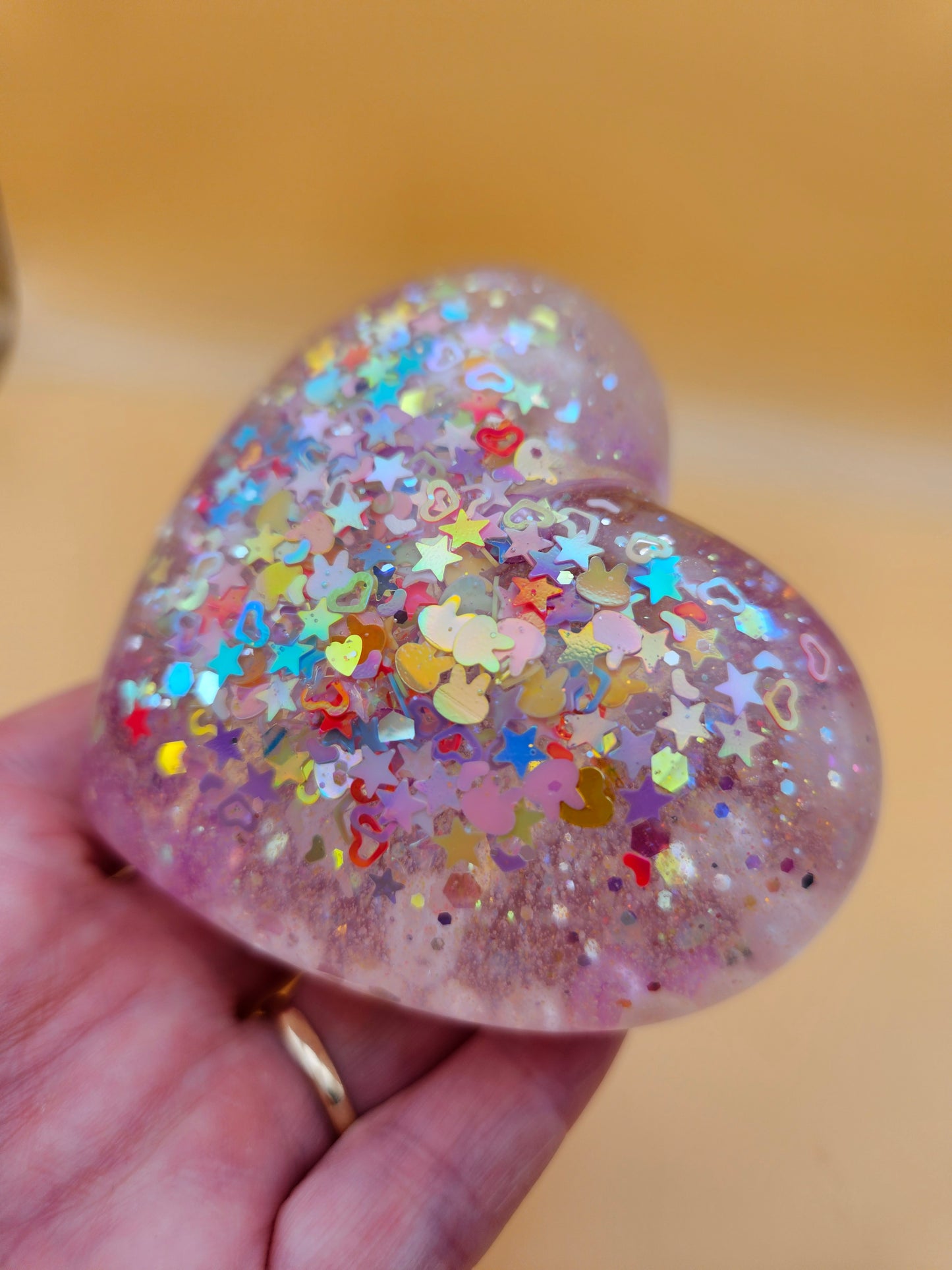 Resin heart ornament/floral, pearl gemstone paperweight/new home job/anniversary/birthday gift/romantic unique gift/mum sister gran