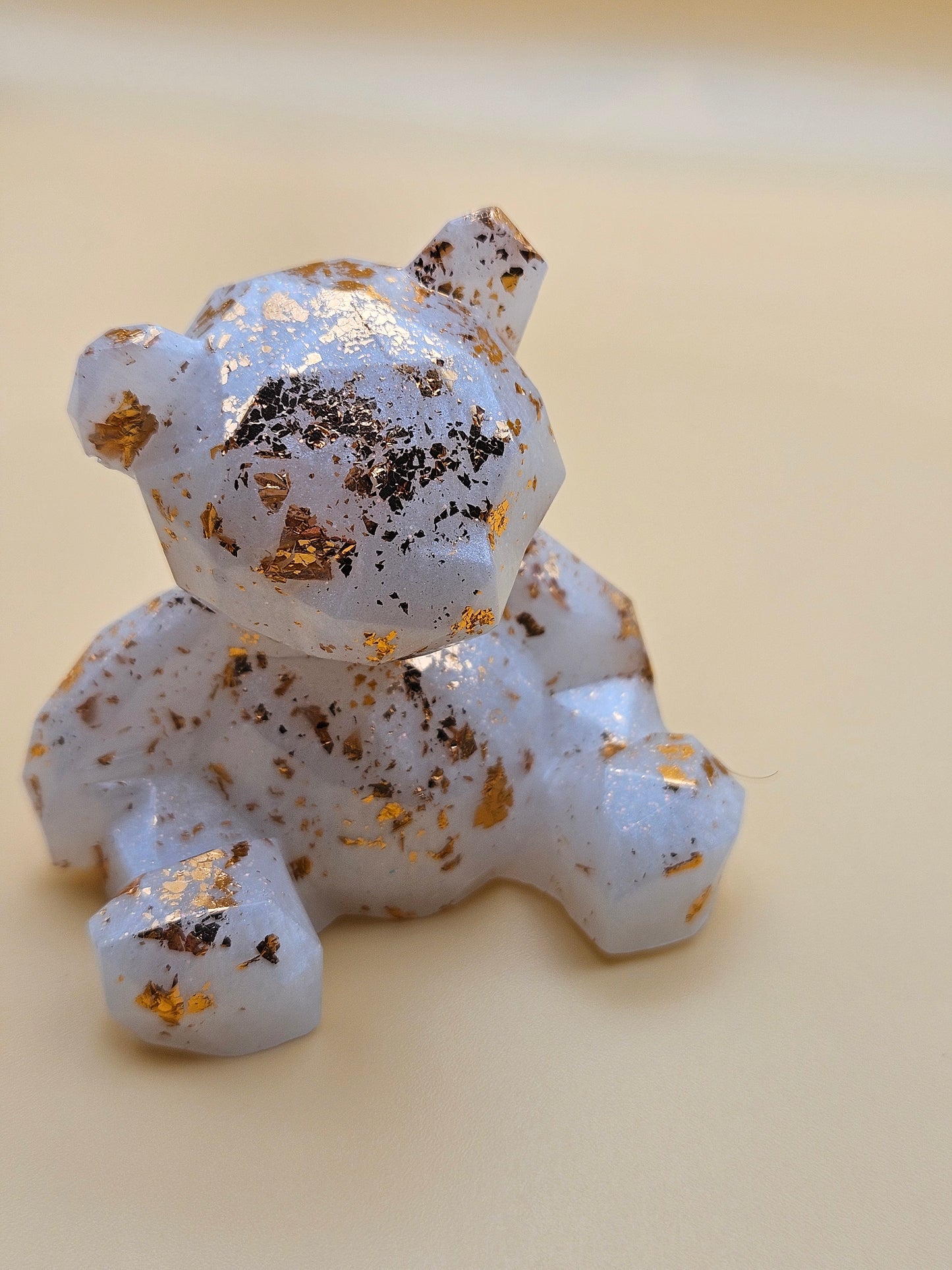 Teddy Bear white/gold /Figurines/ Cute Room/ Home Decor Accessories/ Window art for nursery or child's bedroom or birthday gift