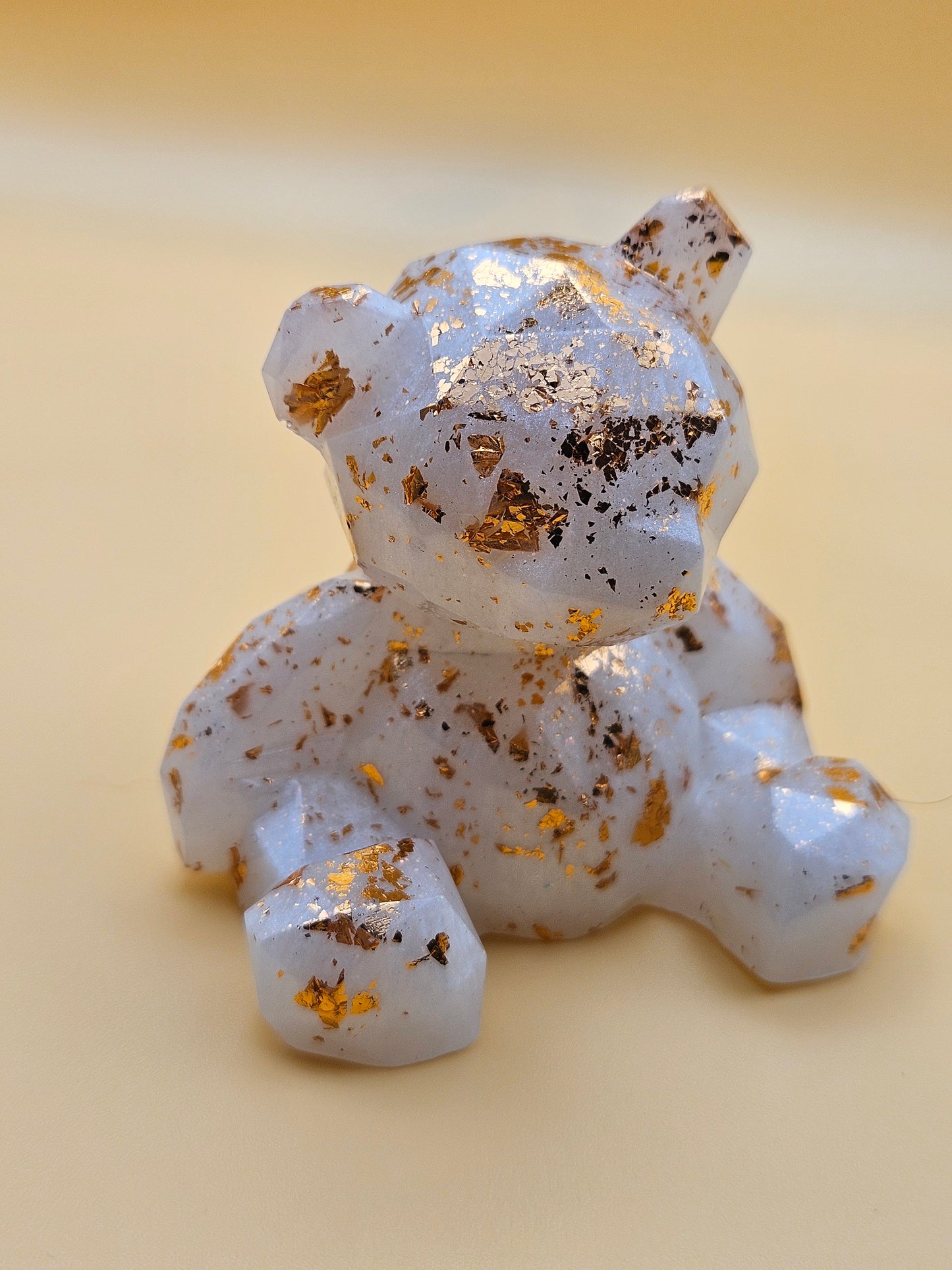 Teddy Bear white/gold /Figurines/ Cute Room/ Home Decor Accessories/ Window art for nursery or child's bedroom or birthday gift