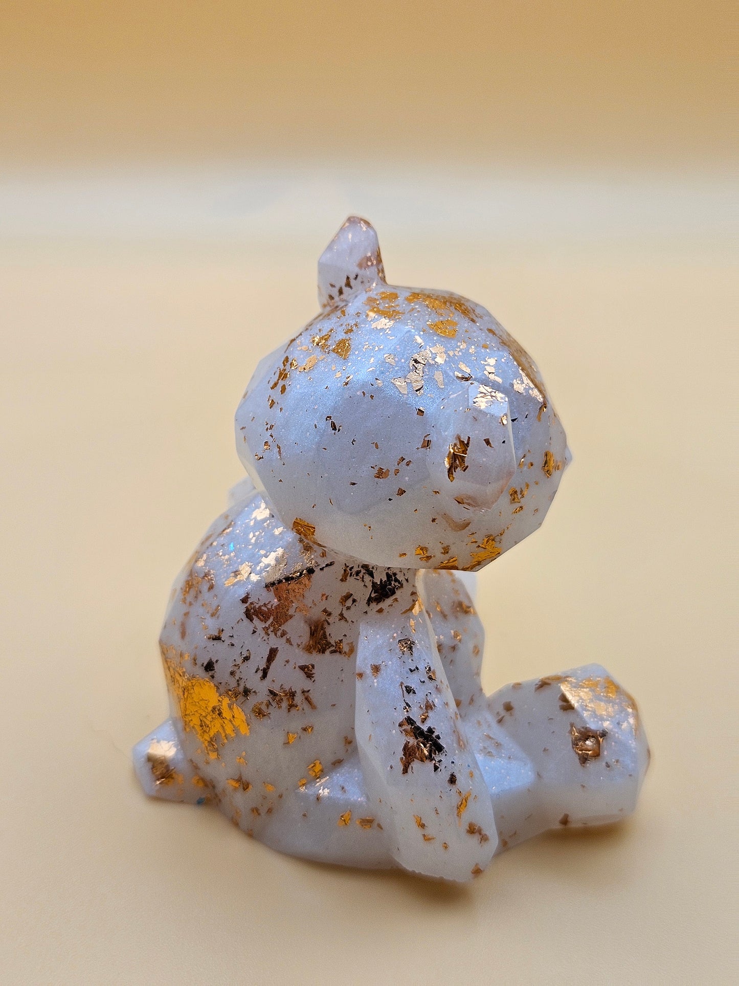 Teddy Bear white/gold /Figurines/ Cute Room/ Home Decor Accessories/ Window art for nursery or child's bedroom or birthday gift