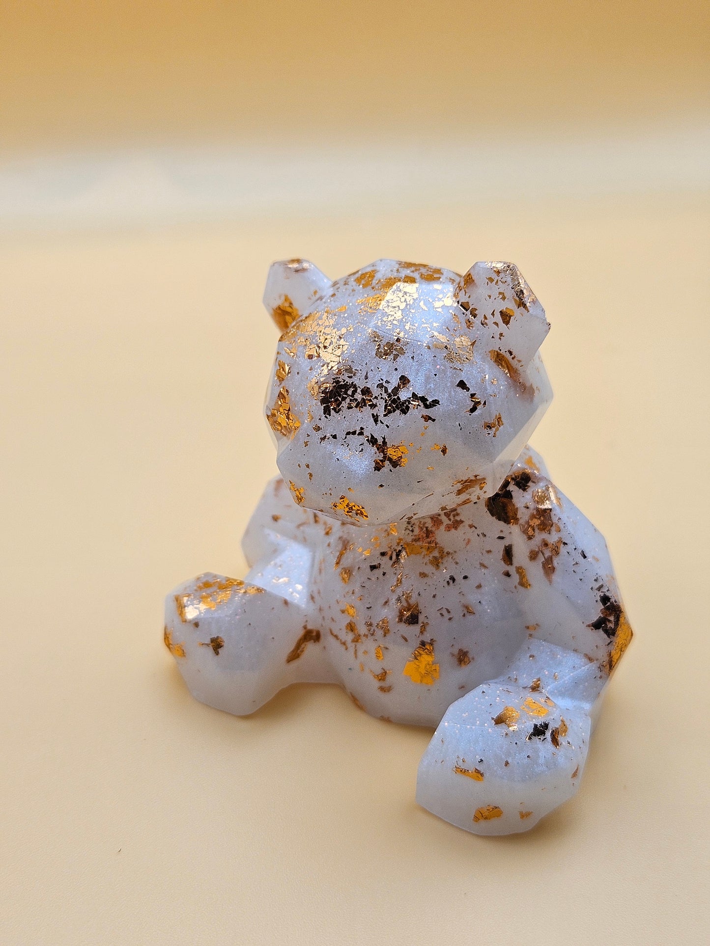 Teddy Bear white/gold /Figurines/ Cute Room/ Home Decor Accessories/ Window art for nursery or child's bedroom or birthday gift
