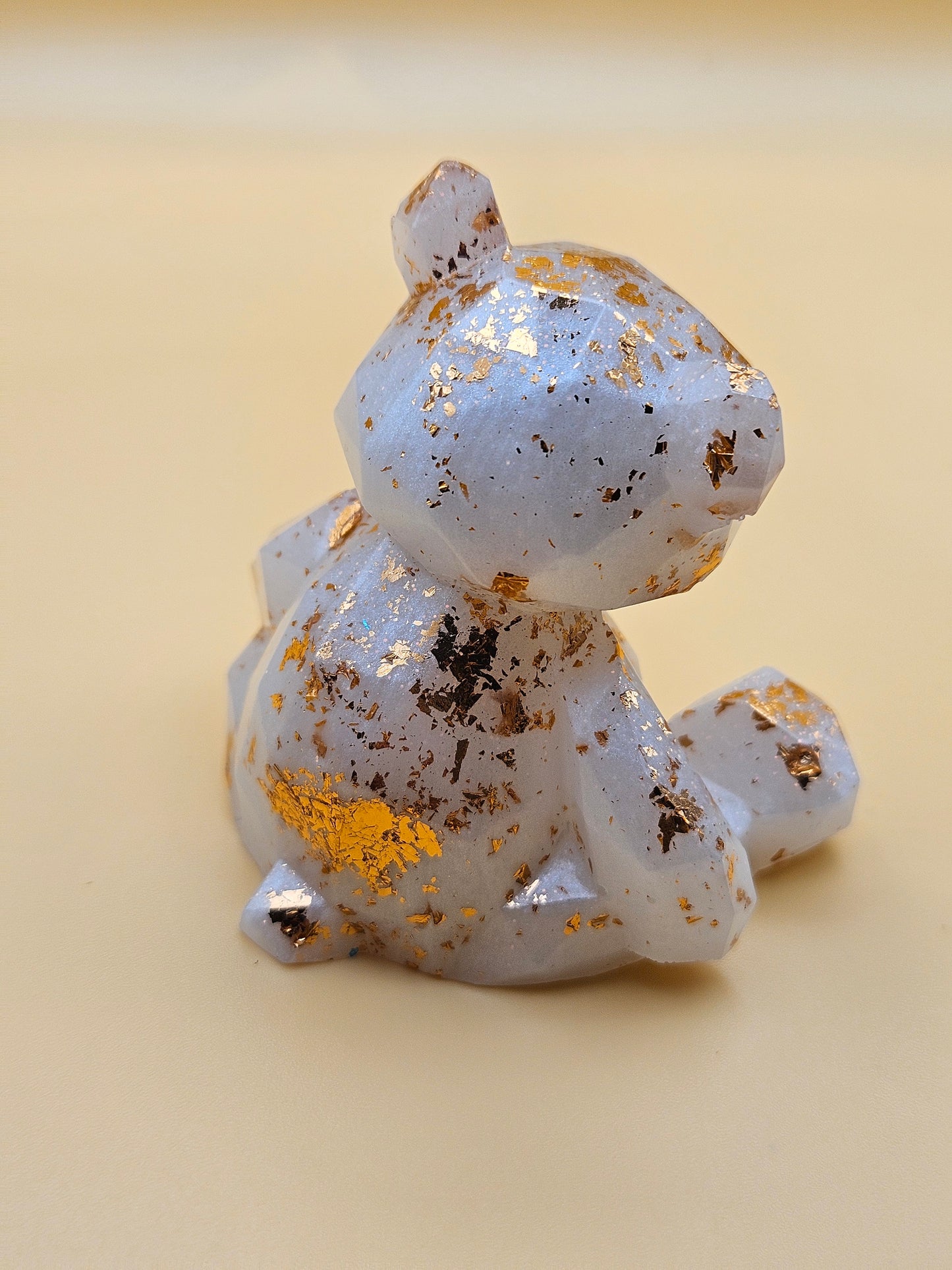 Teddy Bear white/gold /Figurines/ Cute Room/ Home Decor Accessories/ Window art for nursery or child's bedroom or birthday gift