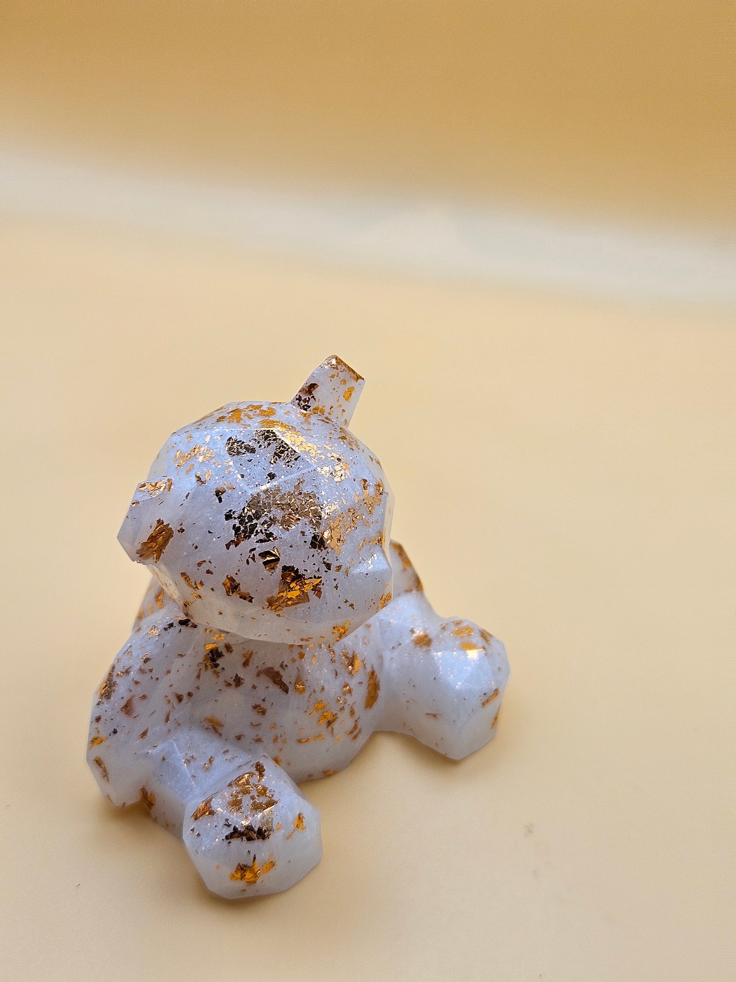 Teddy Bear white/gold /Figurines/ Cute Room/ Home Decor Accessories/ Window art for nursery or child's bedroom or birthday gift