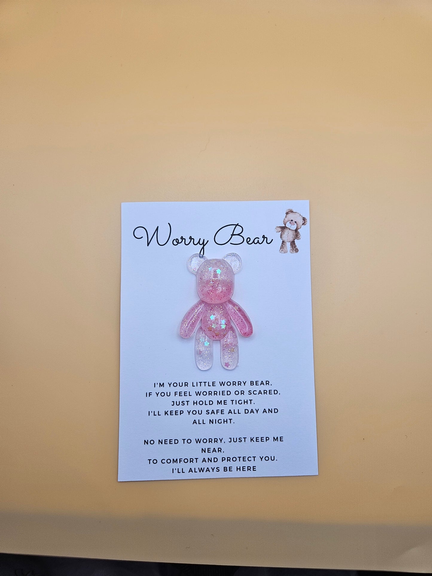 Resin Worry Bear/Anxiety reducing/Lucky mascot/Thoughtful Gift/Comforting & discreet pocket bear/hug/birthday/exams/new job/first day at school