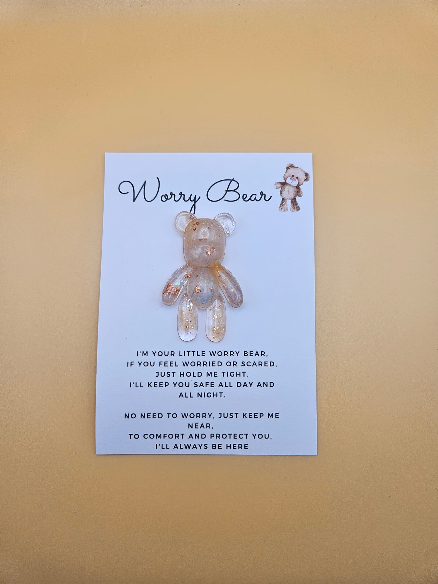 Resin Worry Bear/Anxiety reducing/Lucky mascot/Thoughtful Gift/Comforting & discreet pocket bear/hug/birthday/exams/new job/first day at school