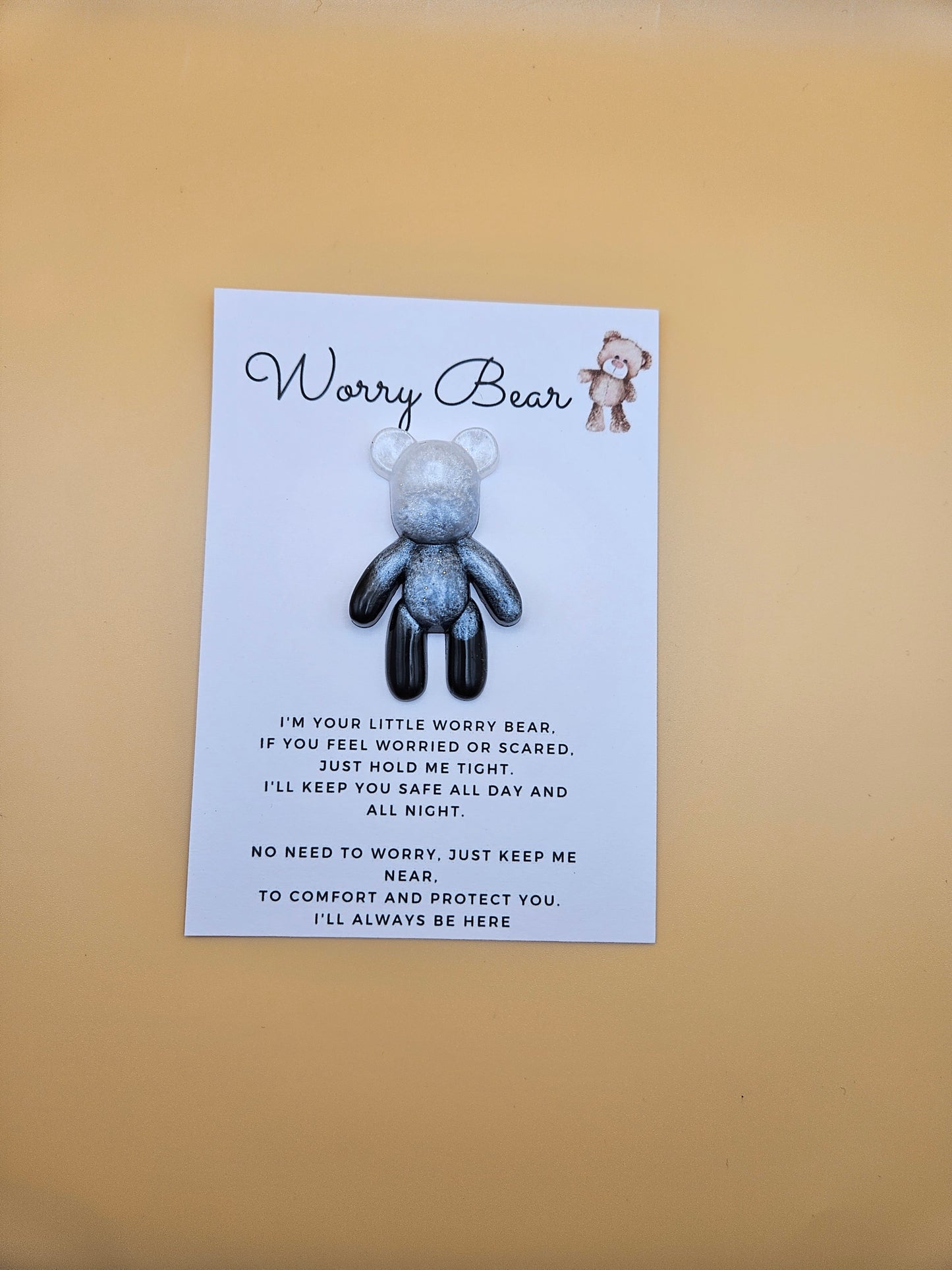 Resin Worry Bear/Anxiety reducing/Lucky mascot/Thoughtful Gift/Comforting & discreet pocket bear/hug/birthday/exams/new job/first day at school