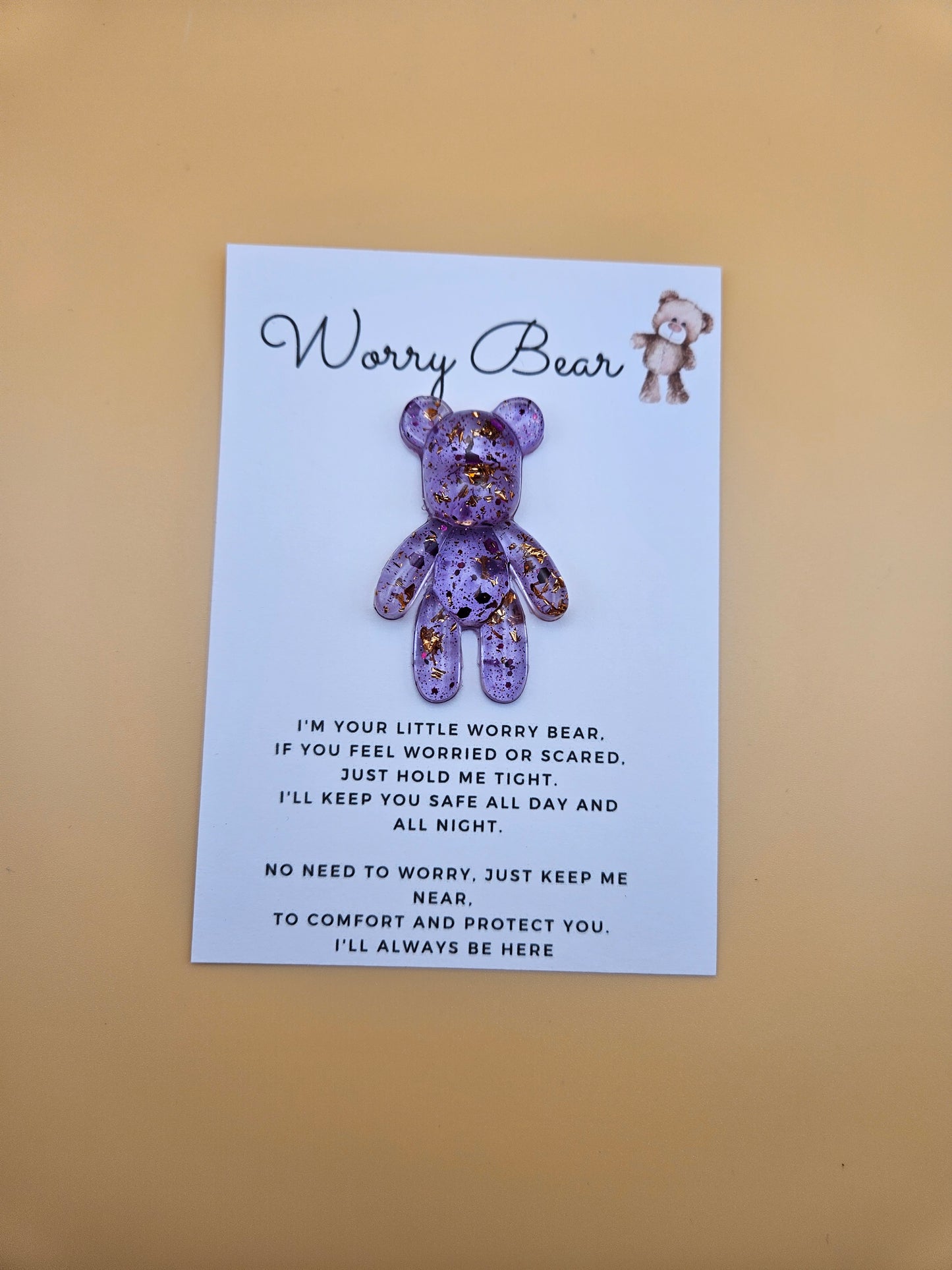 Resin Worry Bear/Anxiety reducing/Lucky mascot/Thoughtful Gift/Comforting & discreet pocket bear/hug/birthday/exams/new job/first day at school