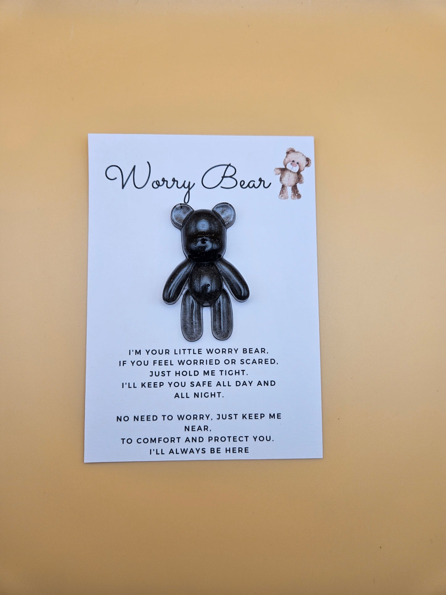Resin Worry Bear/Anxiety reducing/Lucky mascot/Thoughtful Gift/Comforting & discreet pocket bear/hug/birthday/exams/new job/first day at school