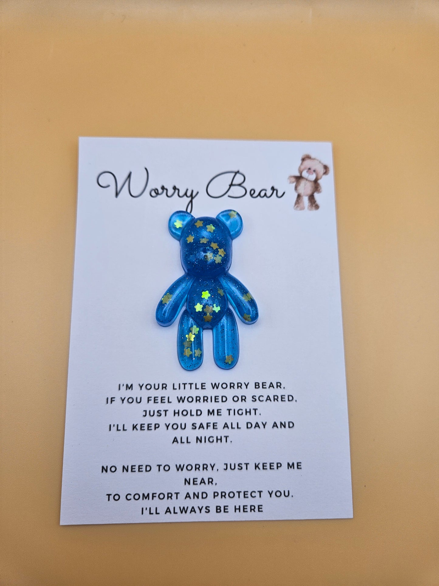 Resin Worry Bear/Anxiety reducing/Lucky mascot/Thoughtful Gift/Comforting & discreet pocket bear/hug/birthday/exams/new job/first day at school