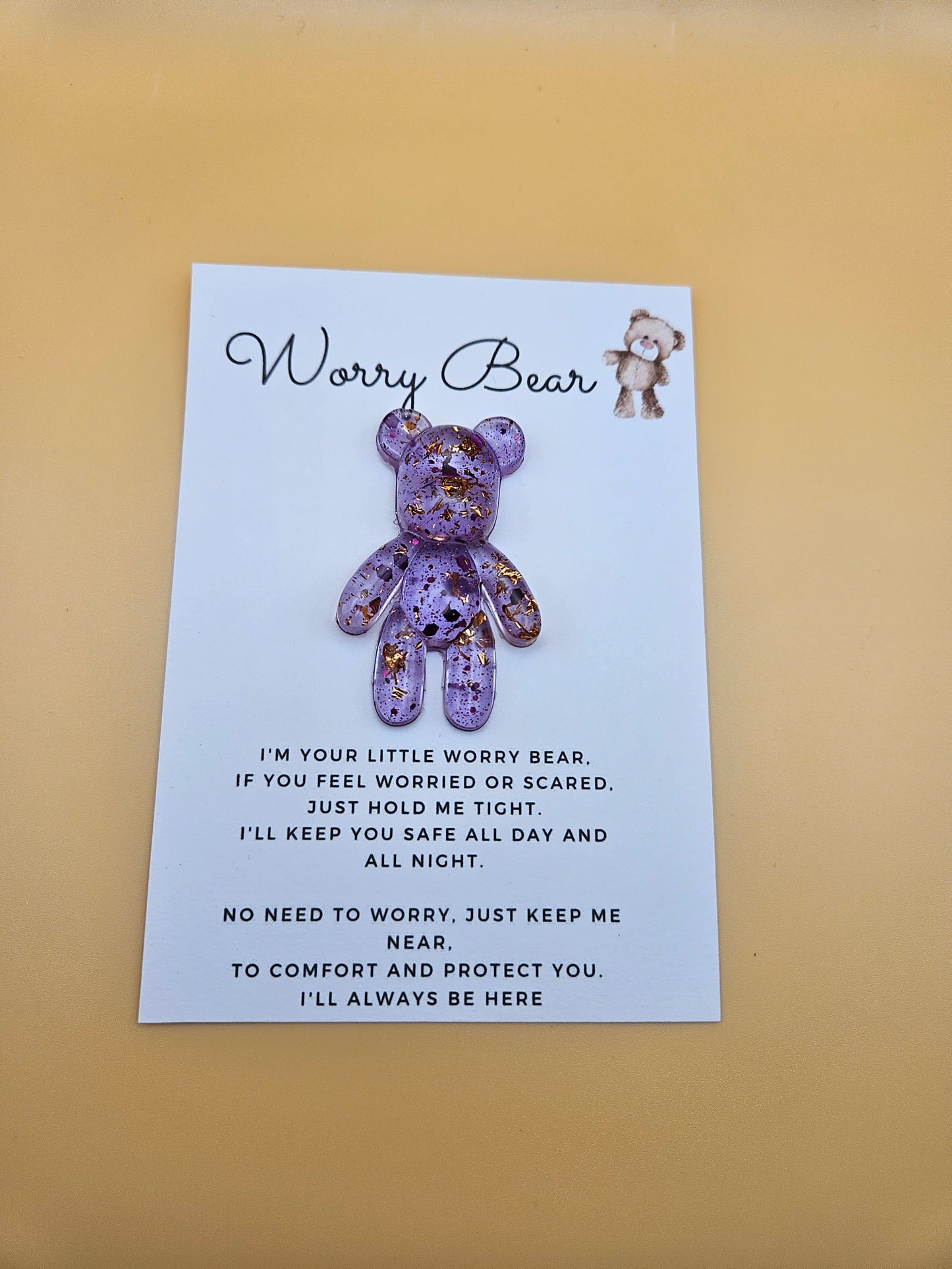 Resin Worry Bear/Anxiety reducing/Lucky mascot/Thoughtful Gift/Comforting & discreet pocket bear/hug/birthday/exams/new job/first day at school