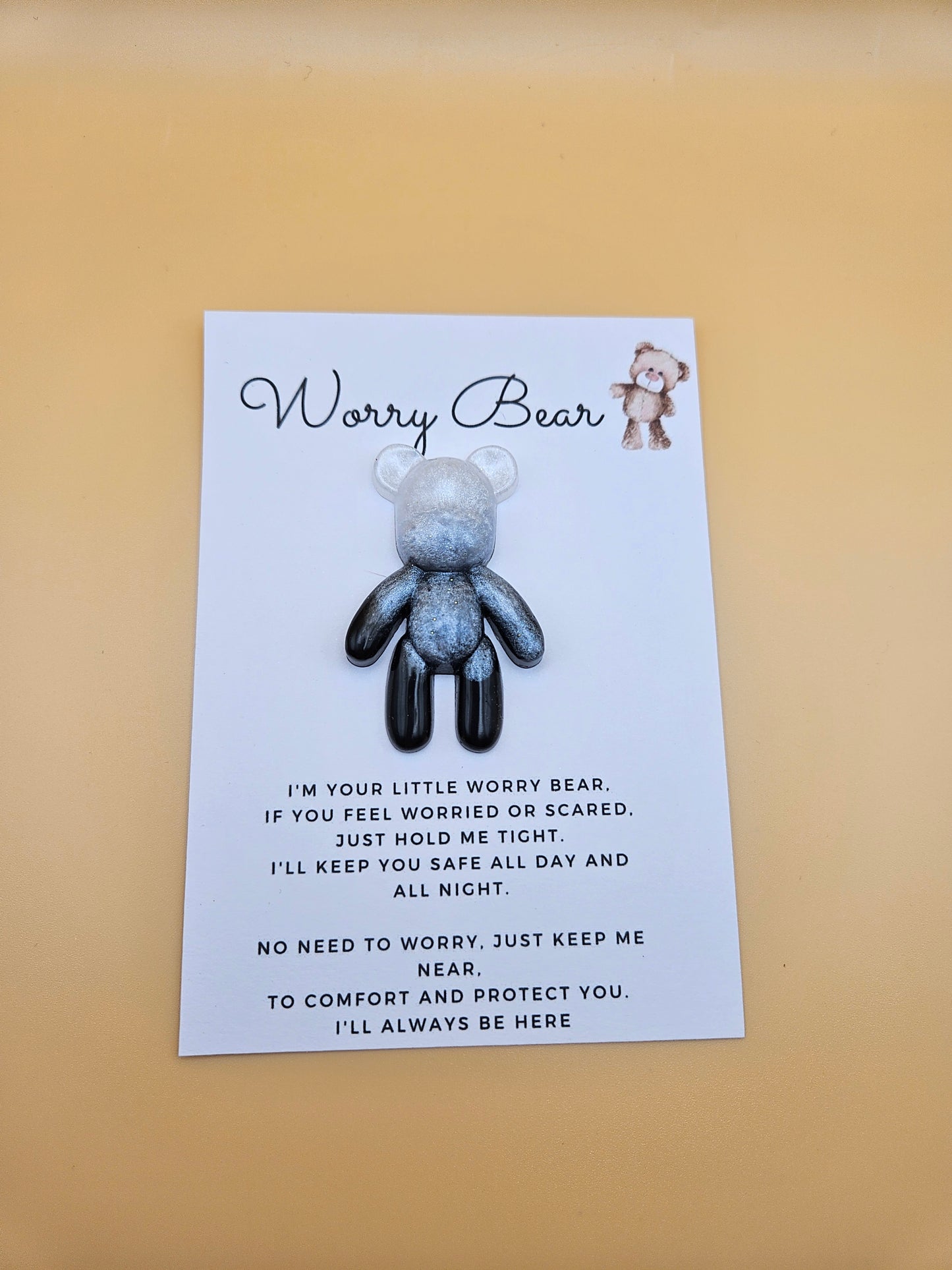 Resin Worry Bear/Anxiety reducing/Lucky mascot/Thoughtful Gift/Comforting & discreet pocket bear/hug/birthday/exams/new job/first day at school