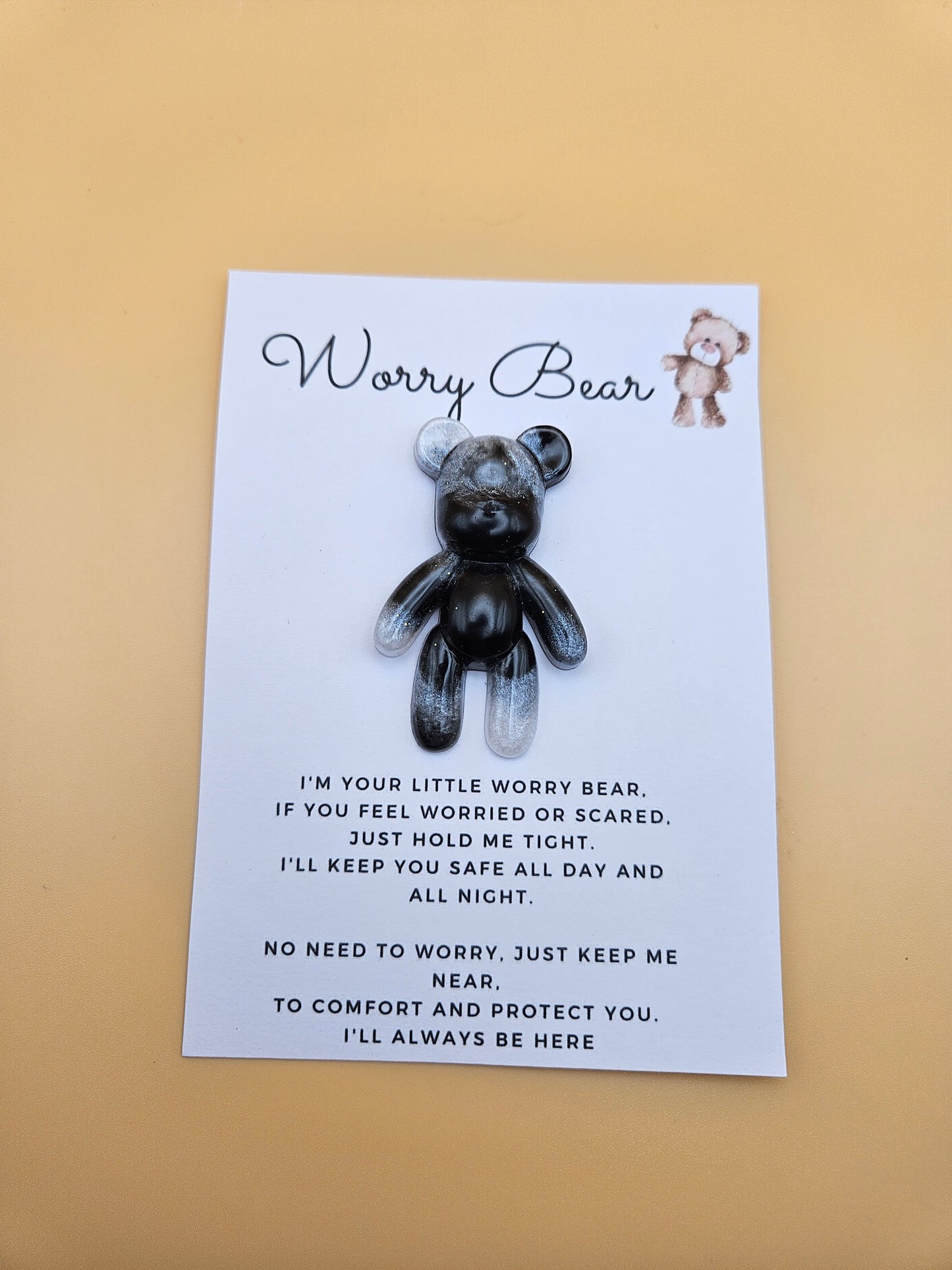 Resin Worry Bear/Anxiety reducing/Lucky mascot/Thoughtful Gift/Comforting & discreet pocket bear/hug/birthday/exams/new job/first day at school