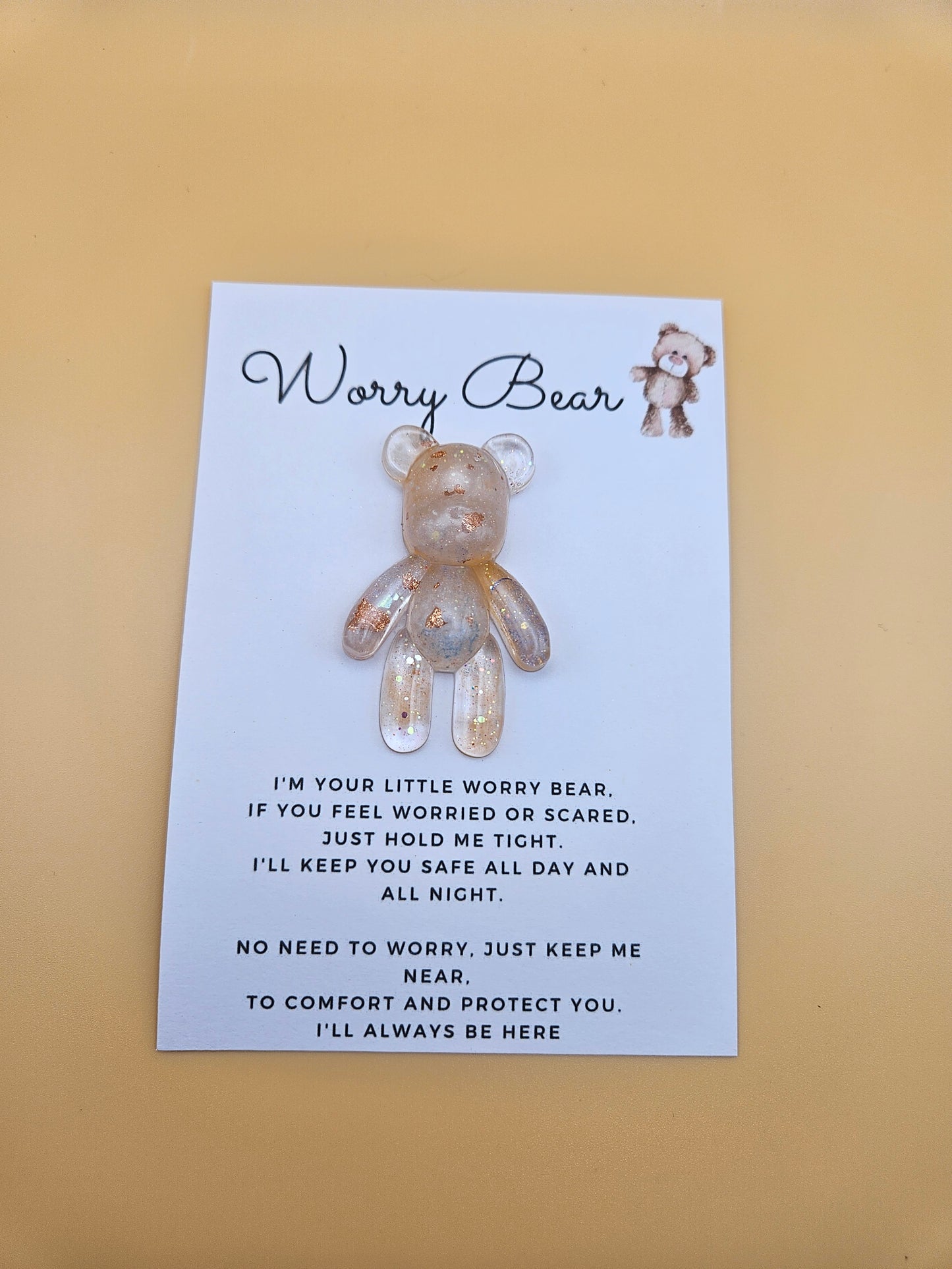 Resin Worry Bear/Anxiety reducing/Lucky mascot/Thoughtful Gift/Comforting & discreet pocket bear/hug/birthday/exams/new job/first day at school