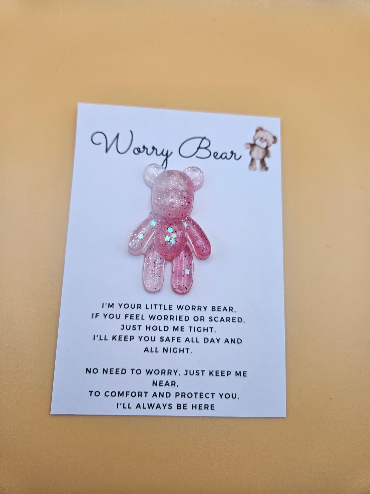 Resin Worry Bear/Anxiety reducing/Lucky mascot/Thoughtful Gift/Comforting & discreet pocket bear/hug/birthday/exams/new job/first day at school