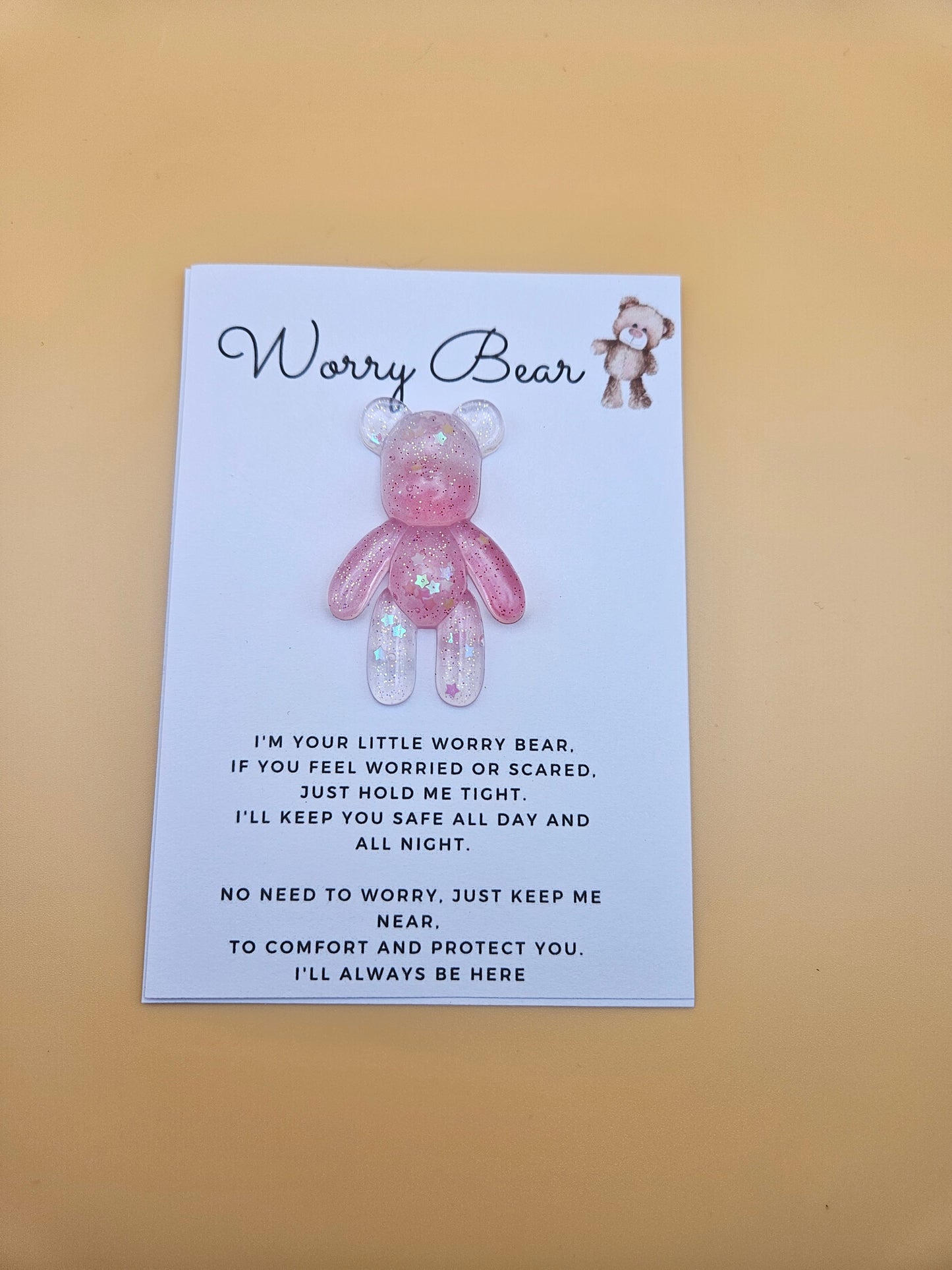 Resin Worry Bear/Anxiety reducing/Lucky mascot/Thoughtful Gift/Comforting & discreet pocket bear/hug/birthday/exams/new job/first day at school