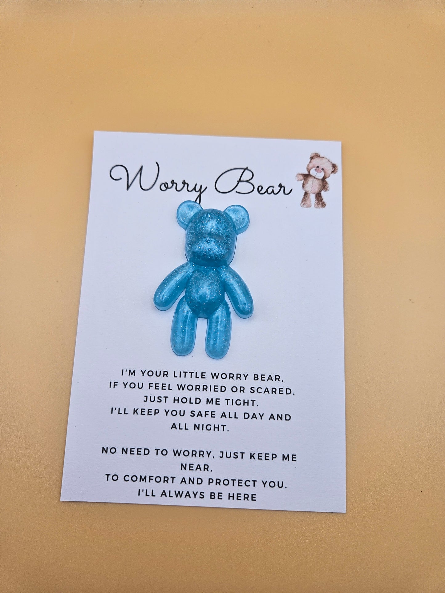 Resin Worry Bear/Anxiety reducing/Lucky mascot/Thoughtful Gift/Comforting & discreet pocket bear/hug/birthday/exams/new job/first day at school